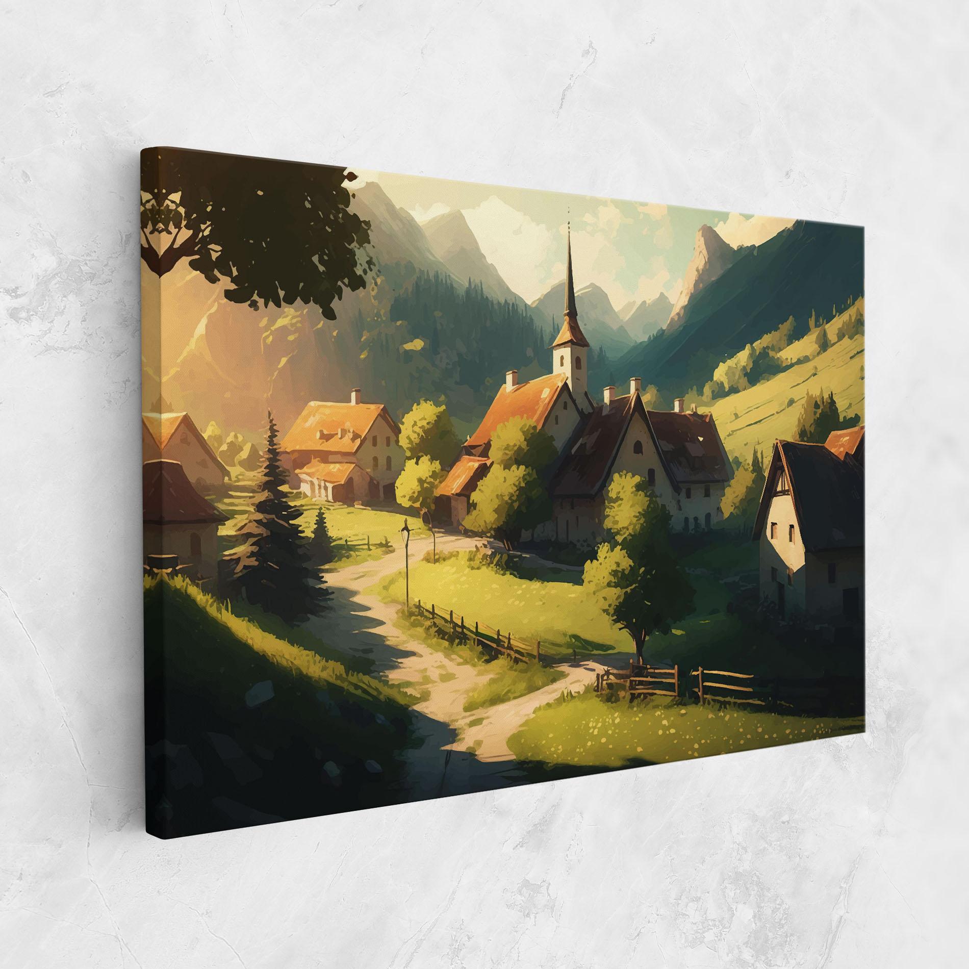 Leinwandbild Village Dreamy View mockup 1