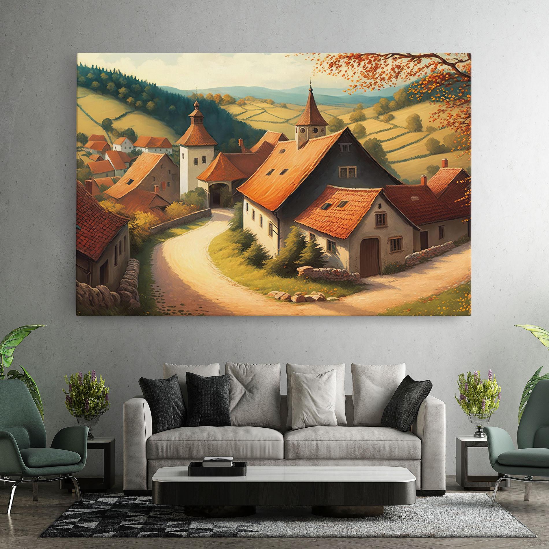 Leinwandbild Countryside Village mockup 7