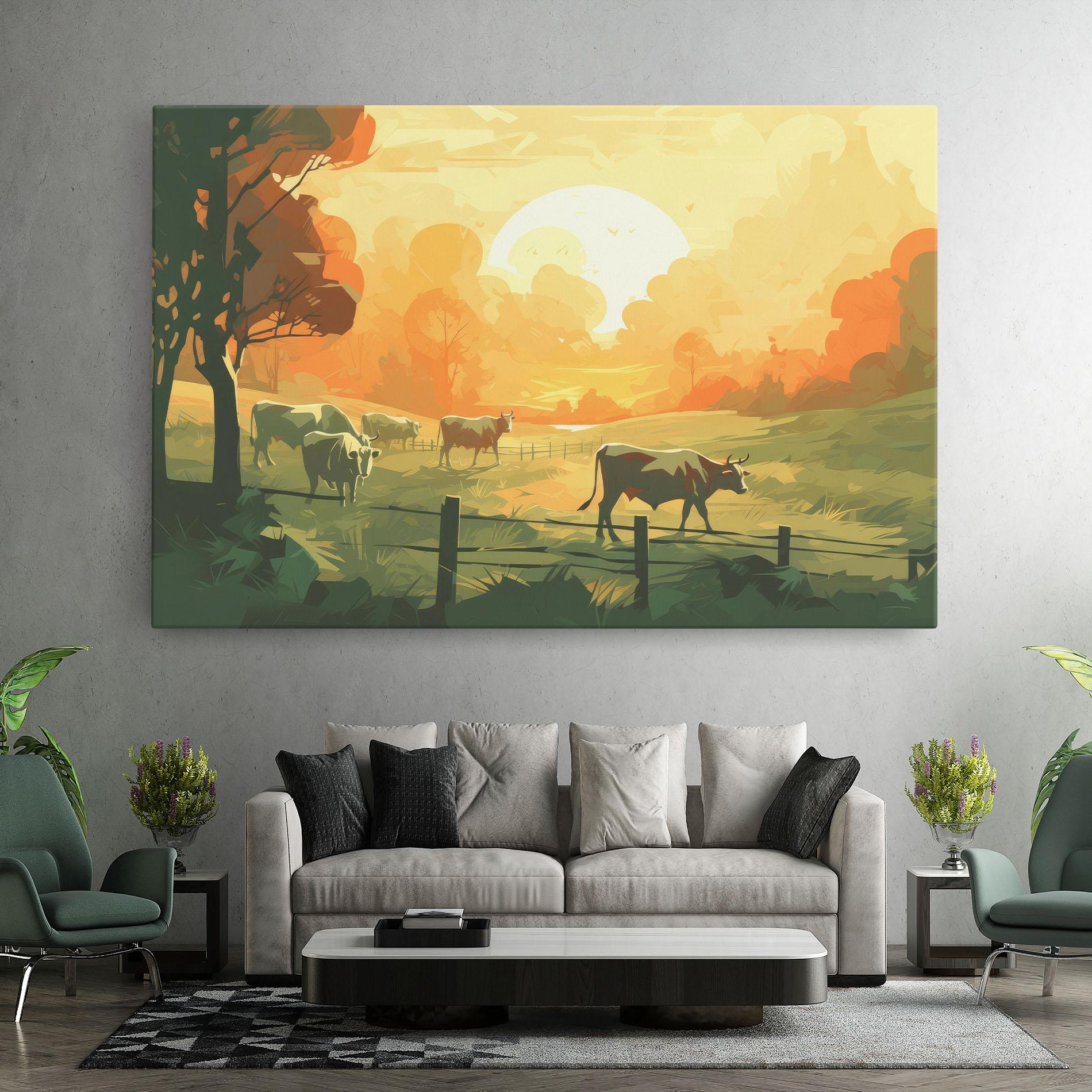 Leinwandbild Cows Grazing mockup 7