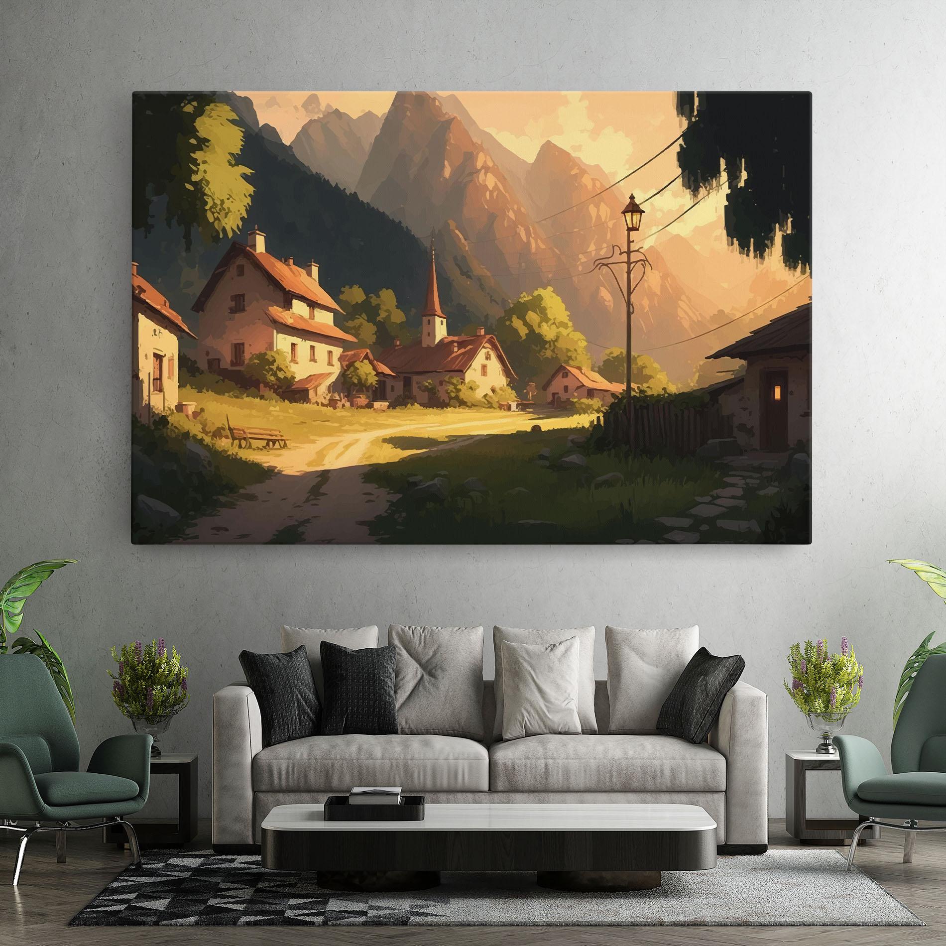 Leinwandbild Grassy Village View mockup 7