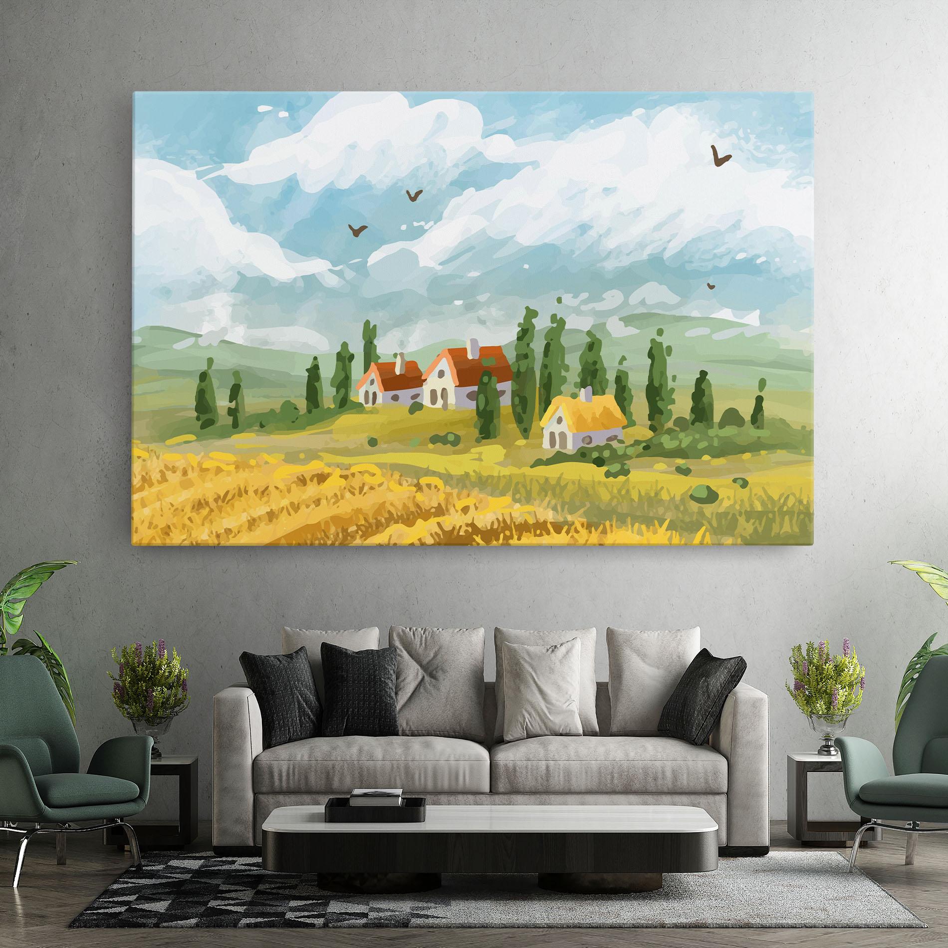 Leinwandbild Orange Yellow House mockup 7