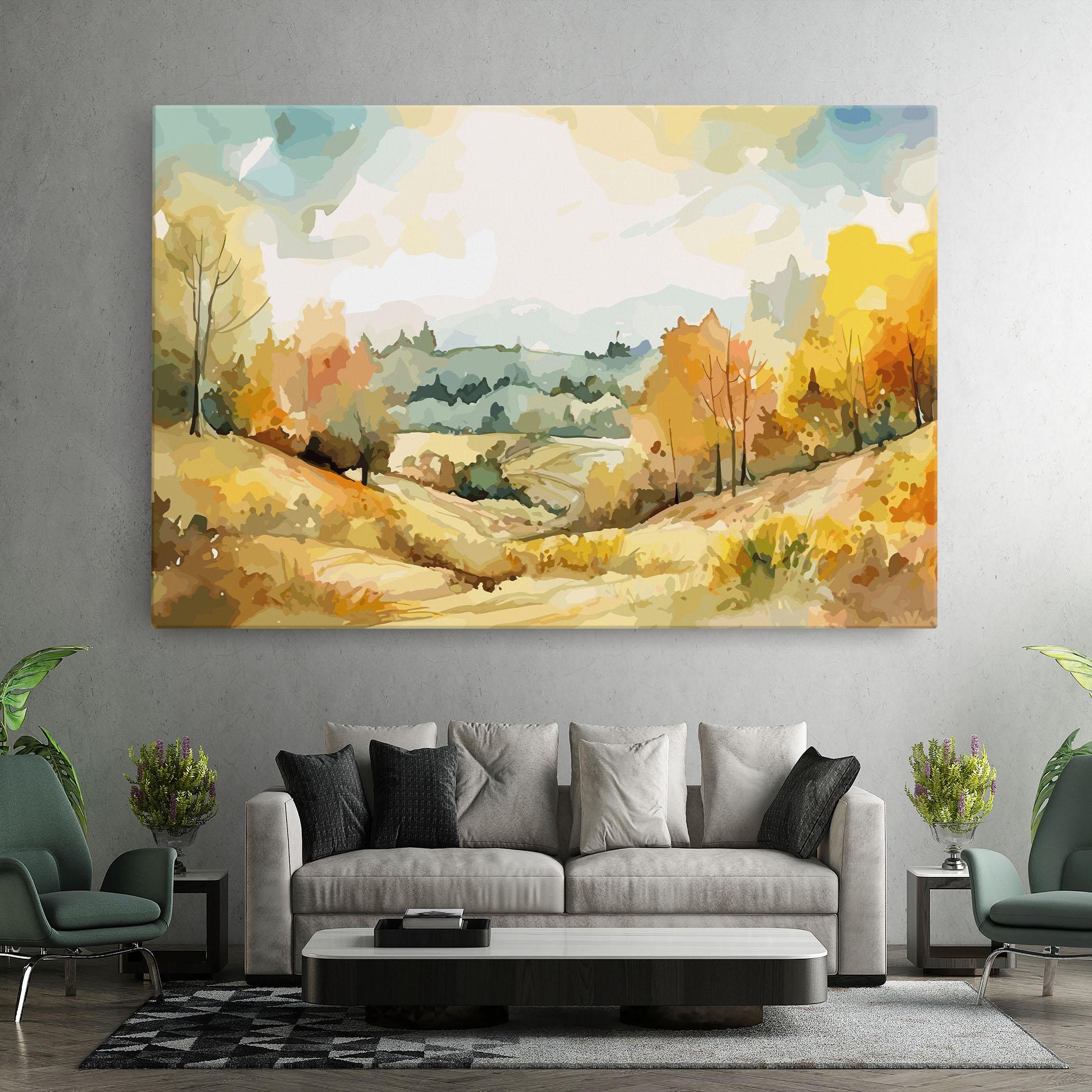 Leinwandbild Yellow Rural Trees mockup 7