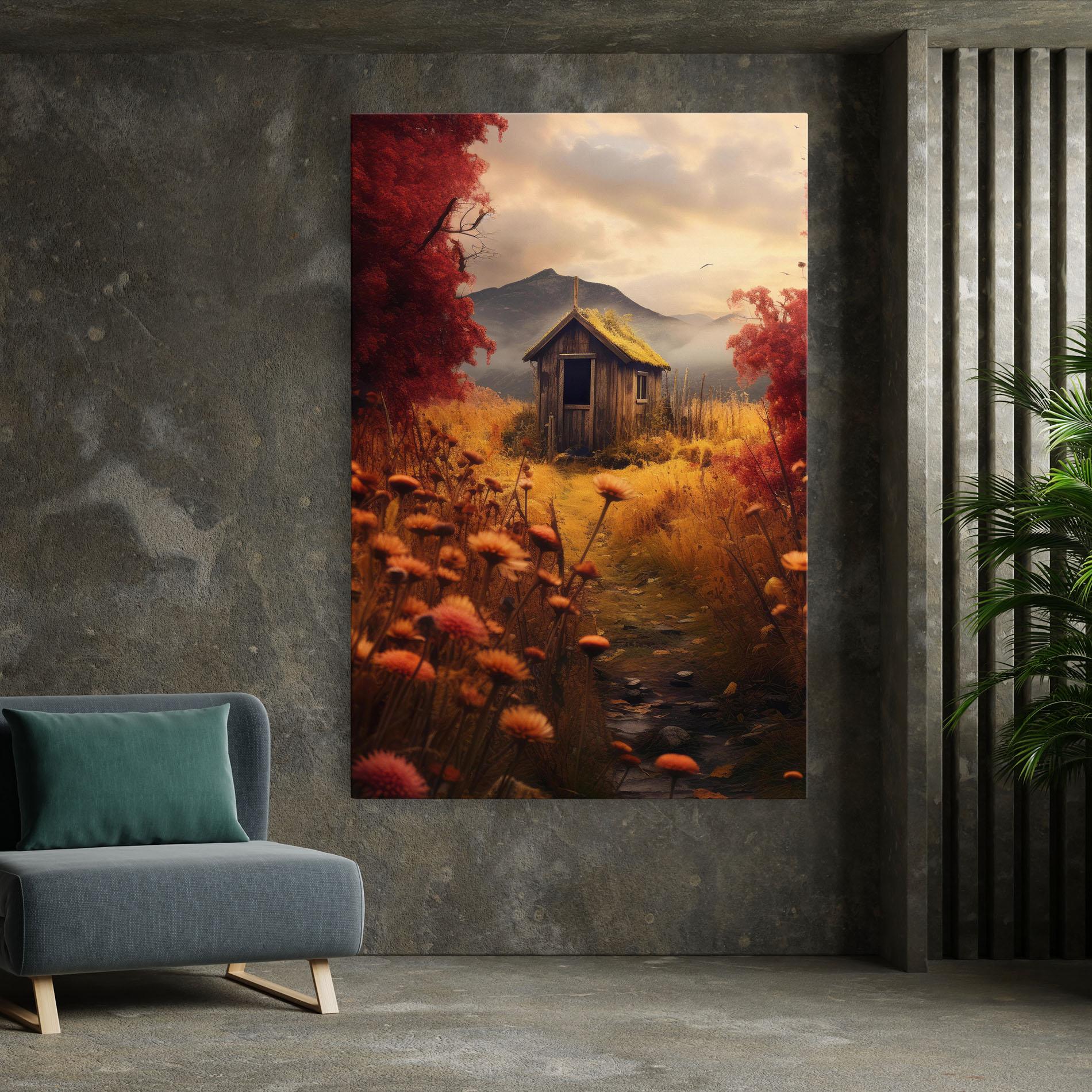 Leinwandbild Small Cabin Field mockup 7