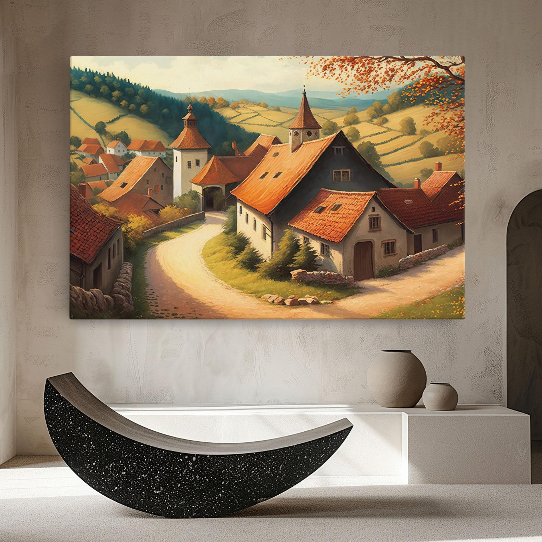 Leinwandbild Countryside Village mockup 8