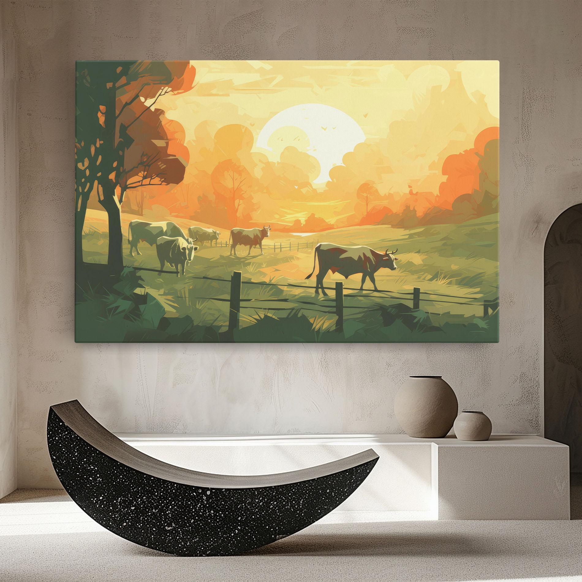 Leinwandbild Cows Grazing mockup 8