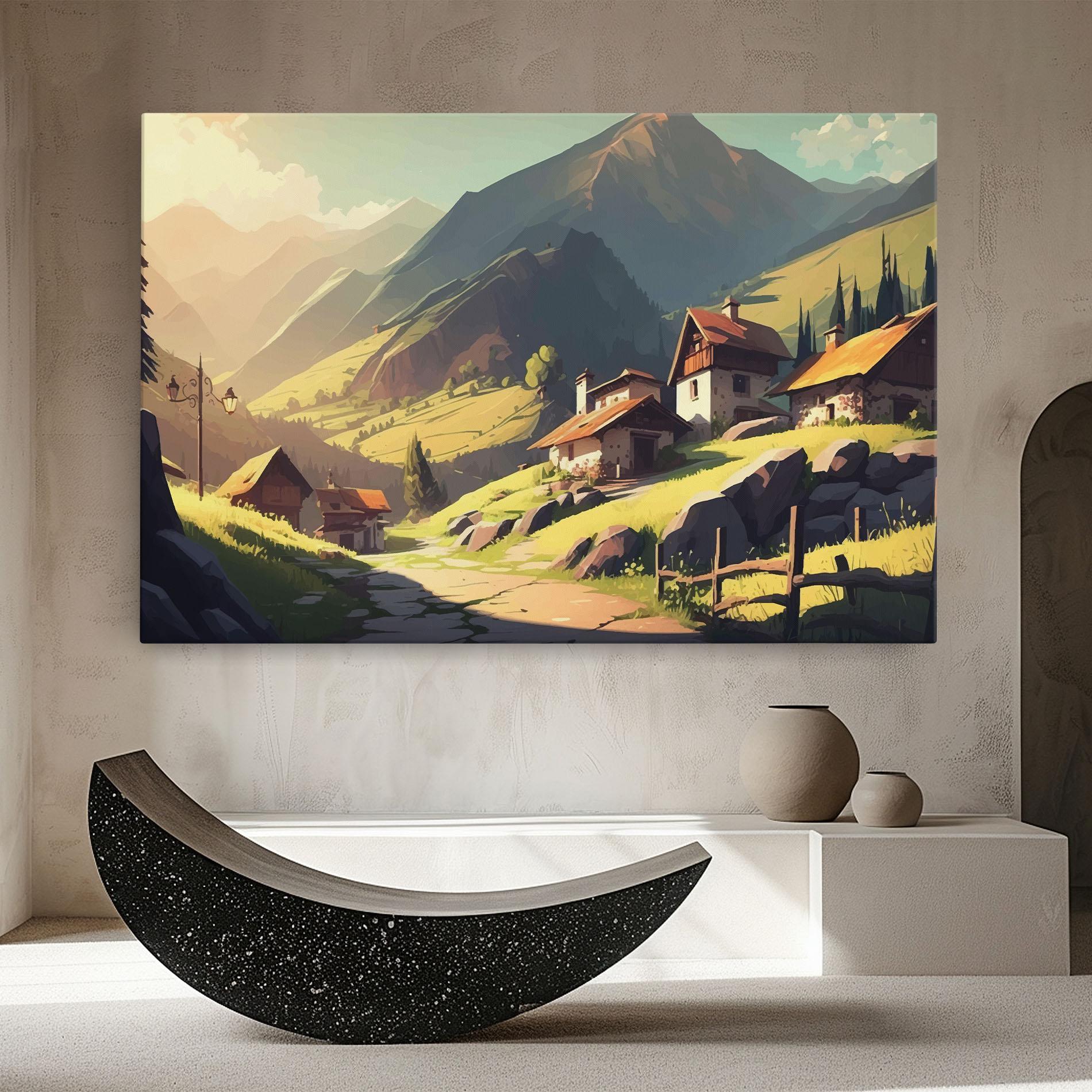 Leinwandbild Grassy Mountain View mockup 8