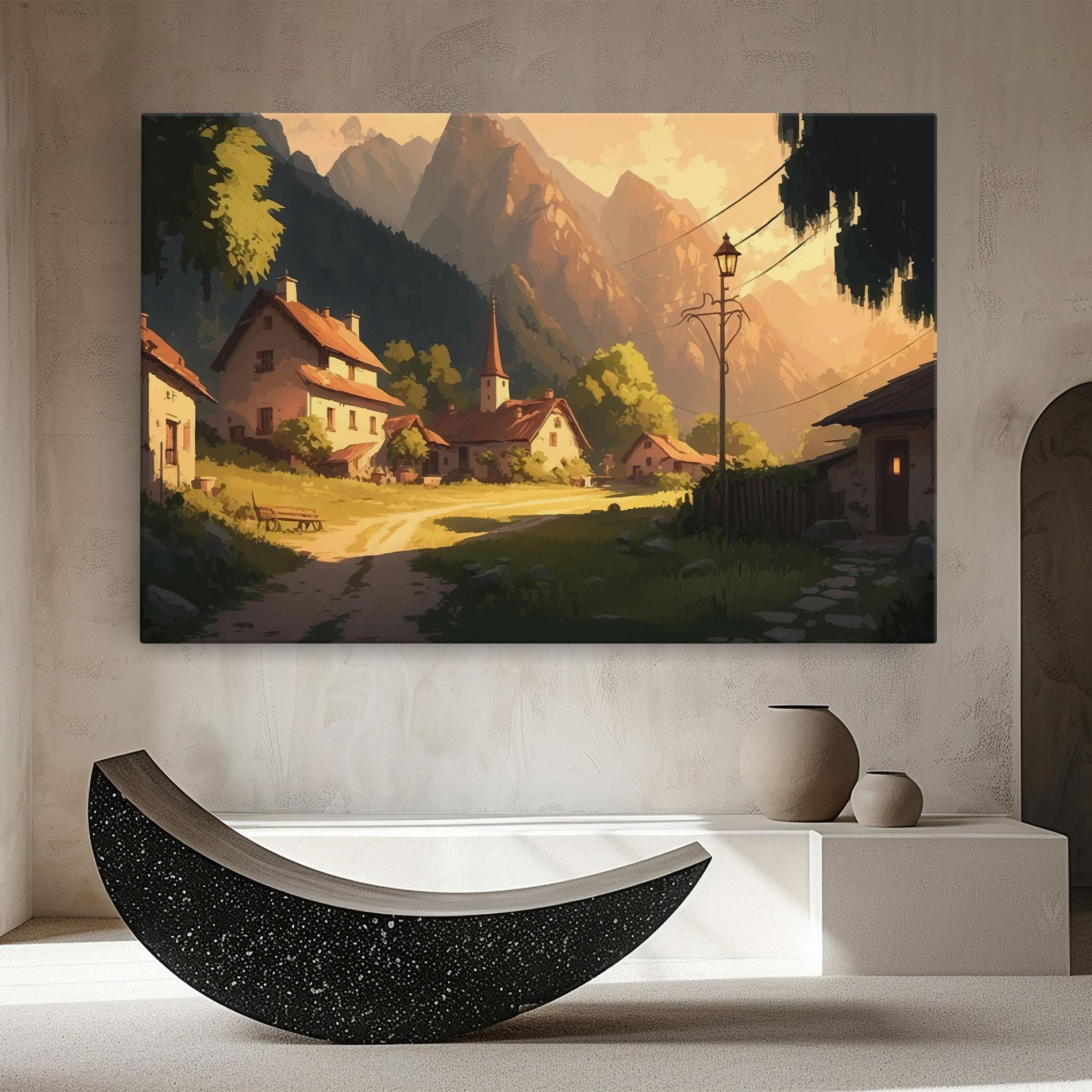 Leinwandbild Grassy Village View mockup 8