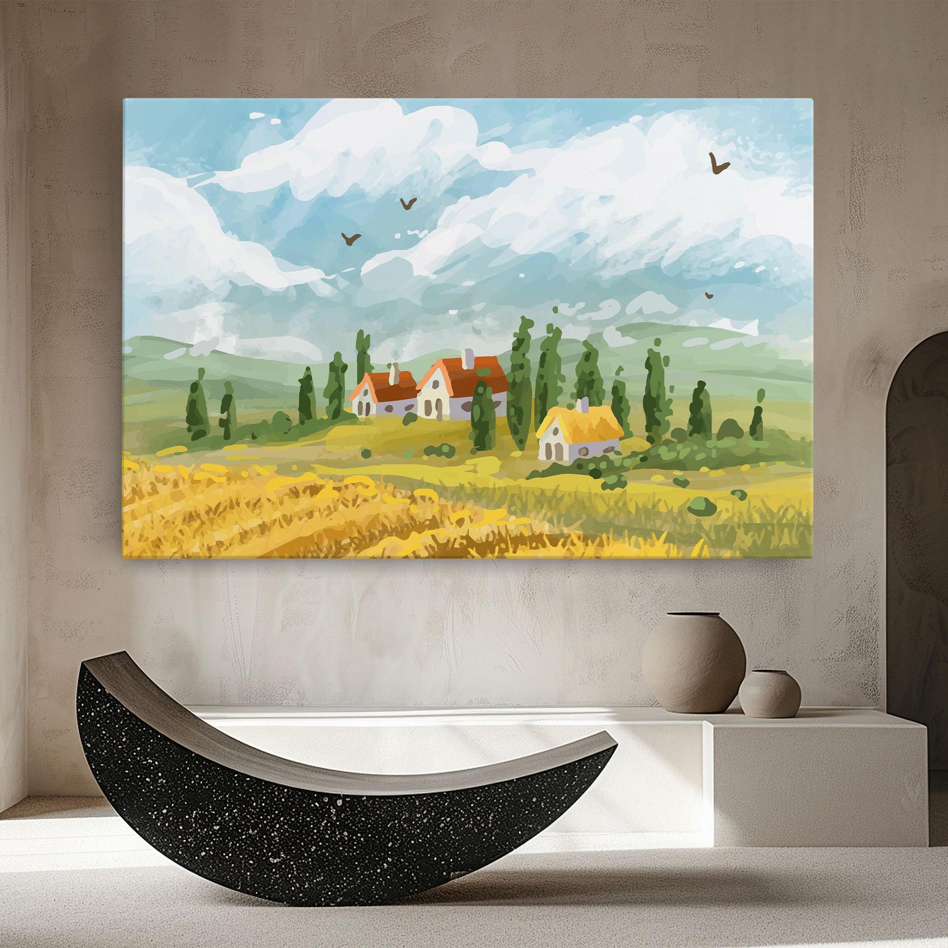 Leinwandbild Orange Yellow House mockup 8