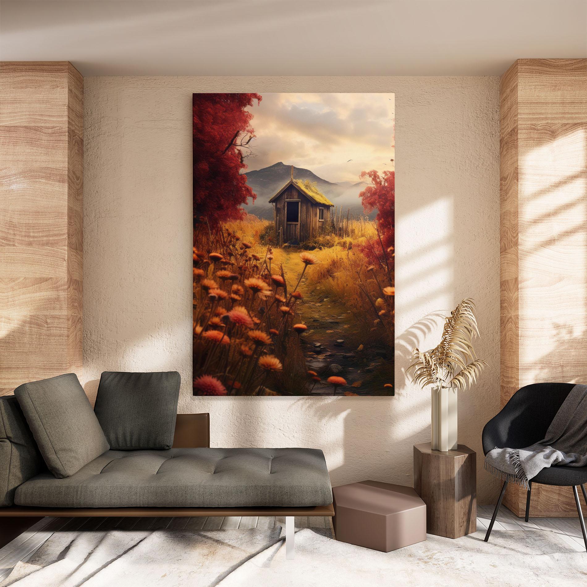 Leinwandbild Small Cabin Field mockup 8