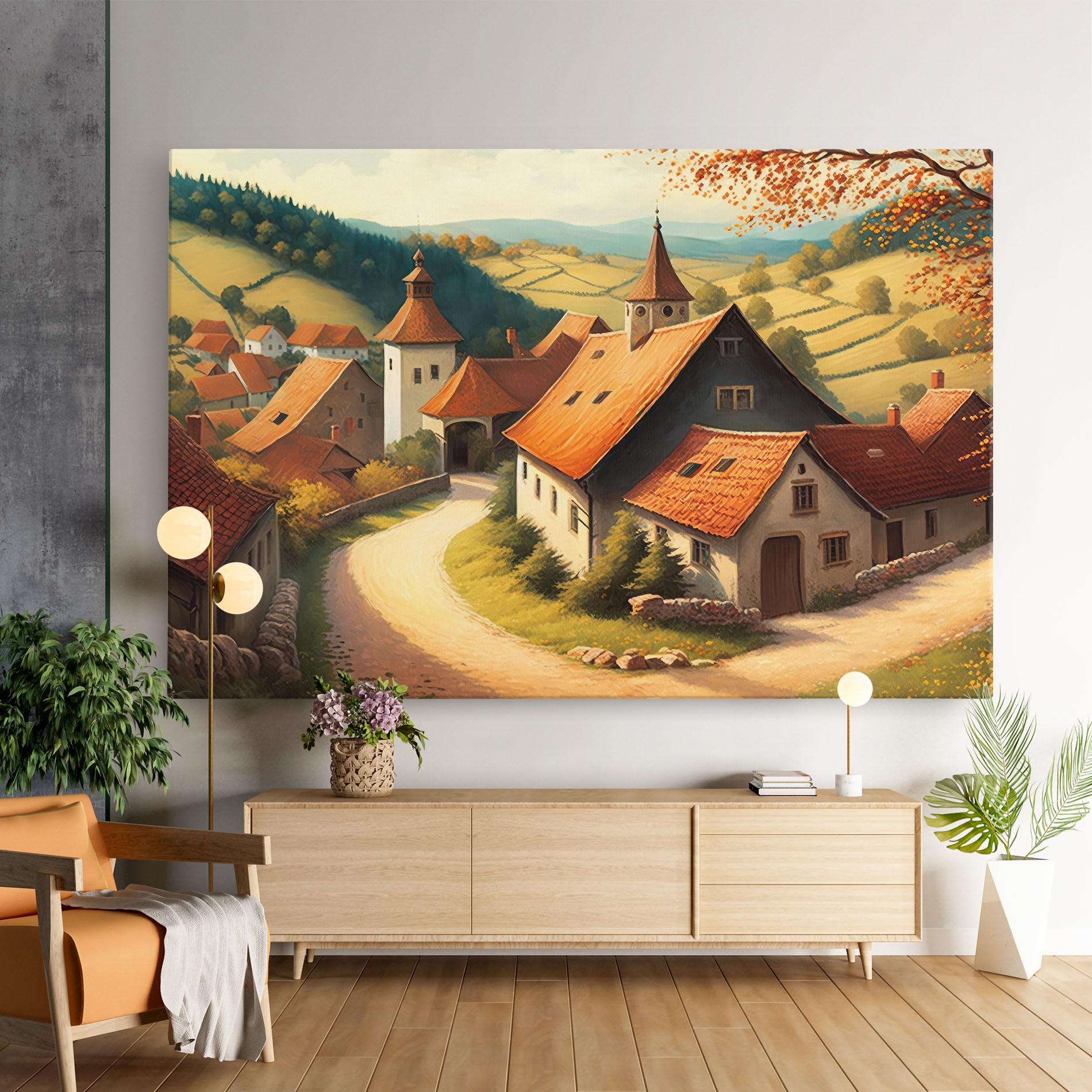 Leinwandbild Countryside Village mockup 9