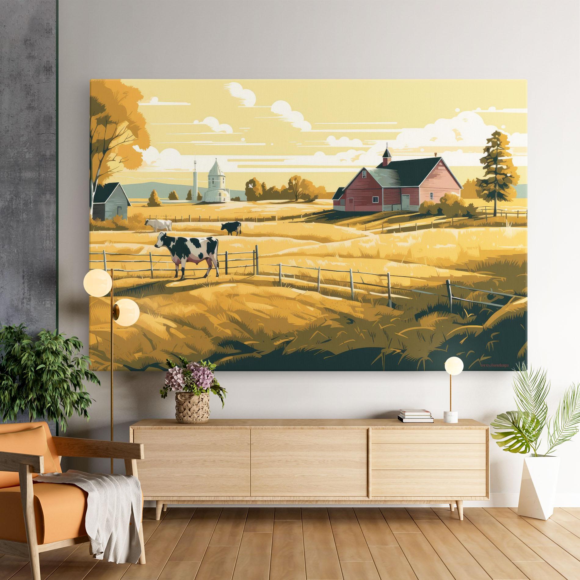 Leinwandbild Cows Sunlight Farm mockup 9
