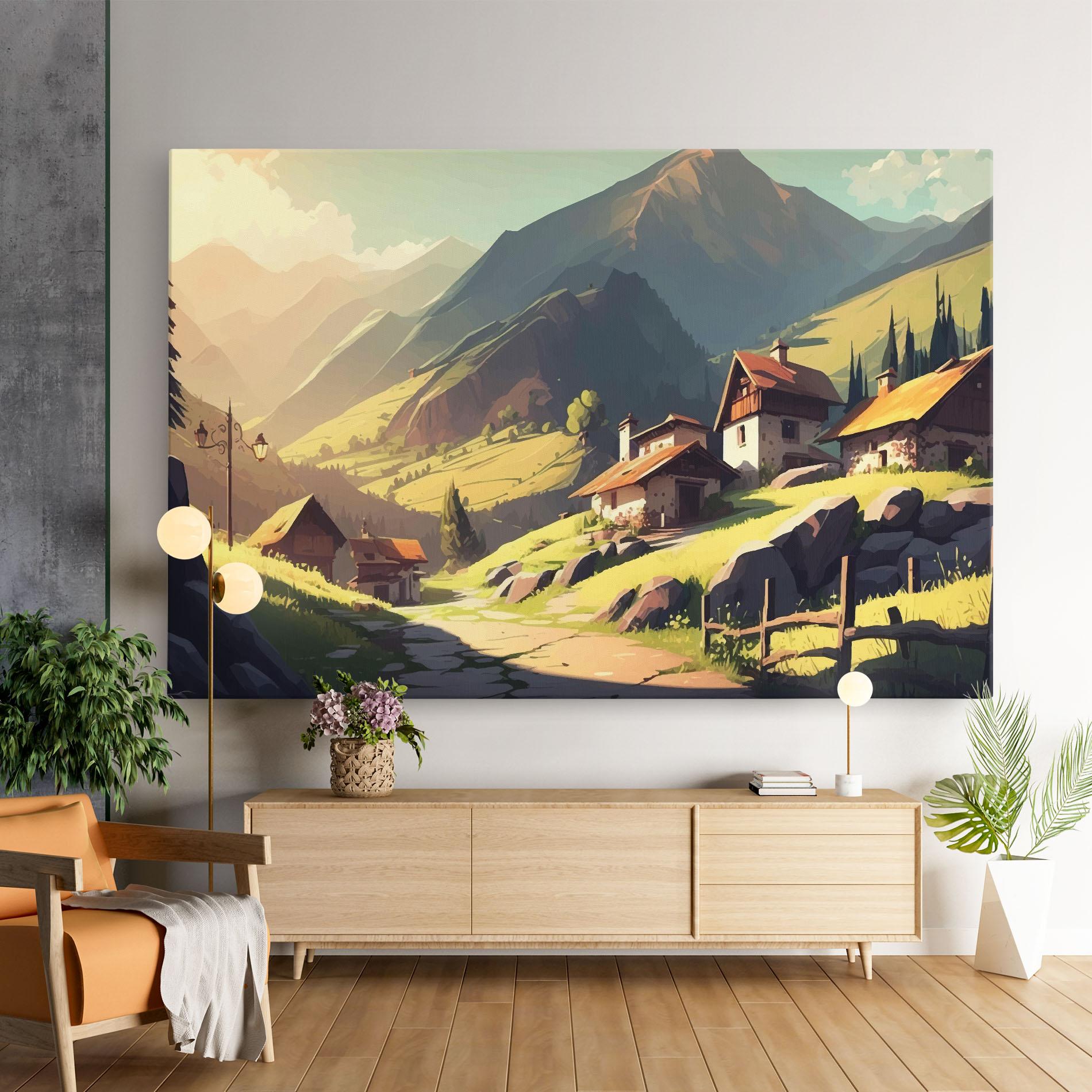 Leinwandbild Grassy Mountain View mockup 9