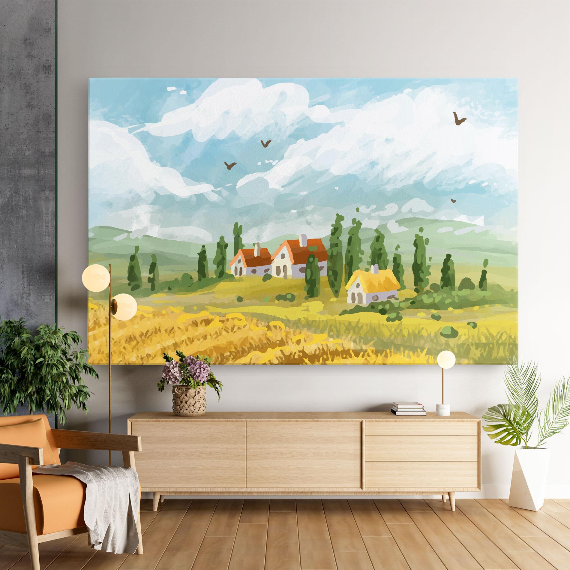 Leinwandbild Orange Yellow House mockup 9
