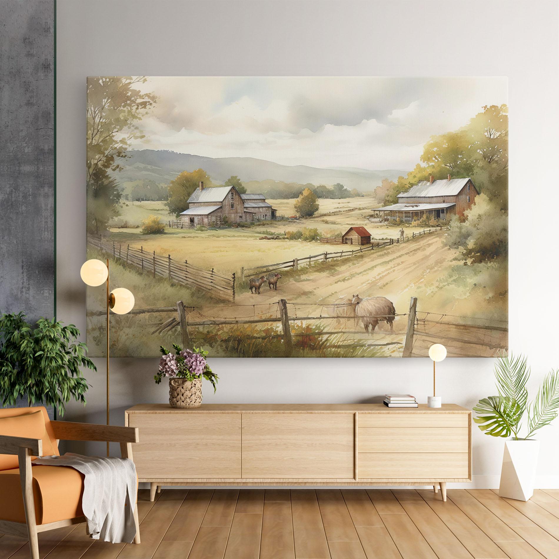 Leinwandbild Rural Field mockup 9