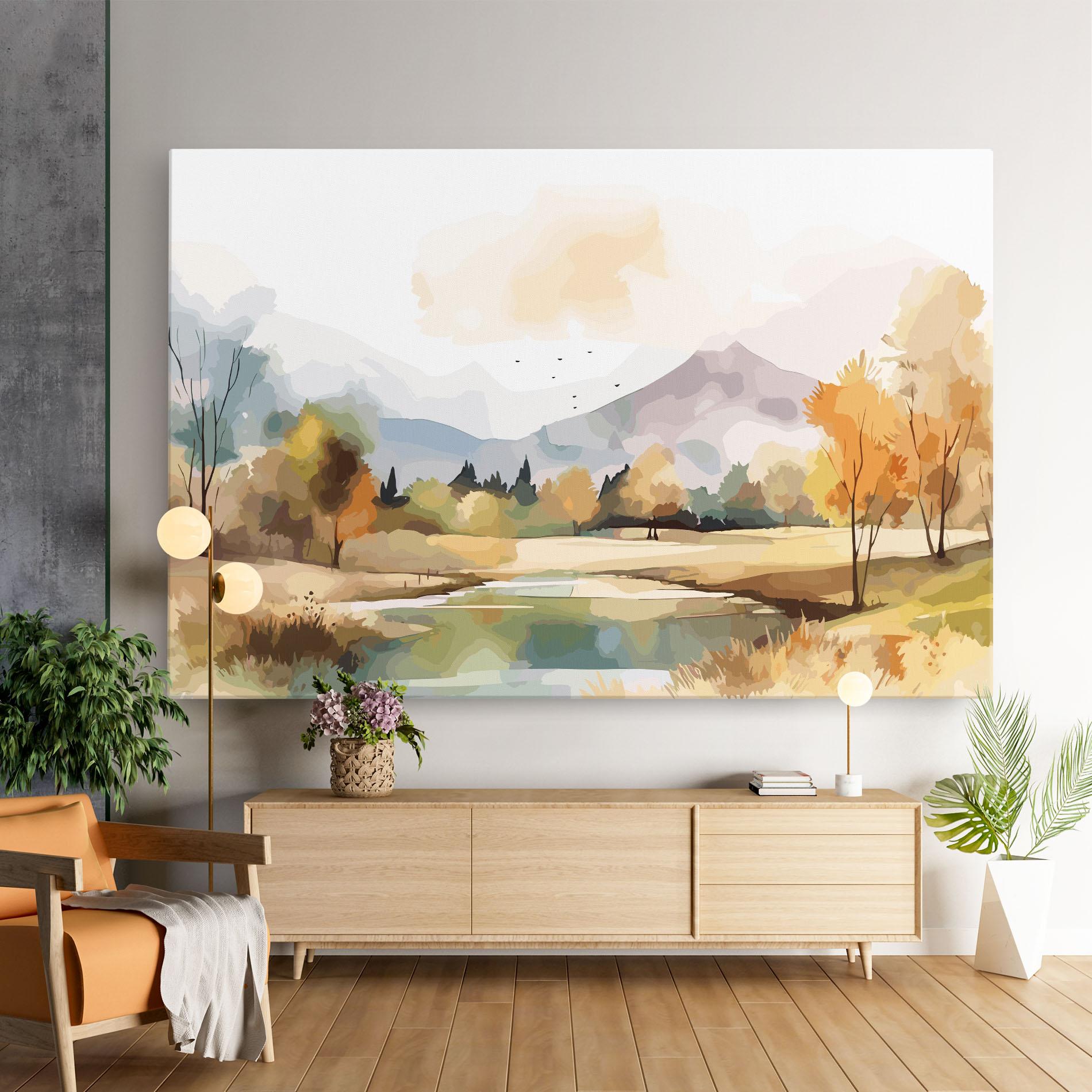 Leinwandbild Rural Lake View mockup 9