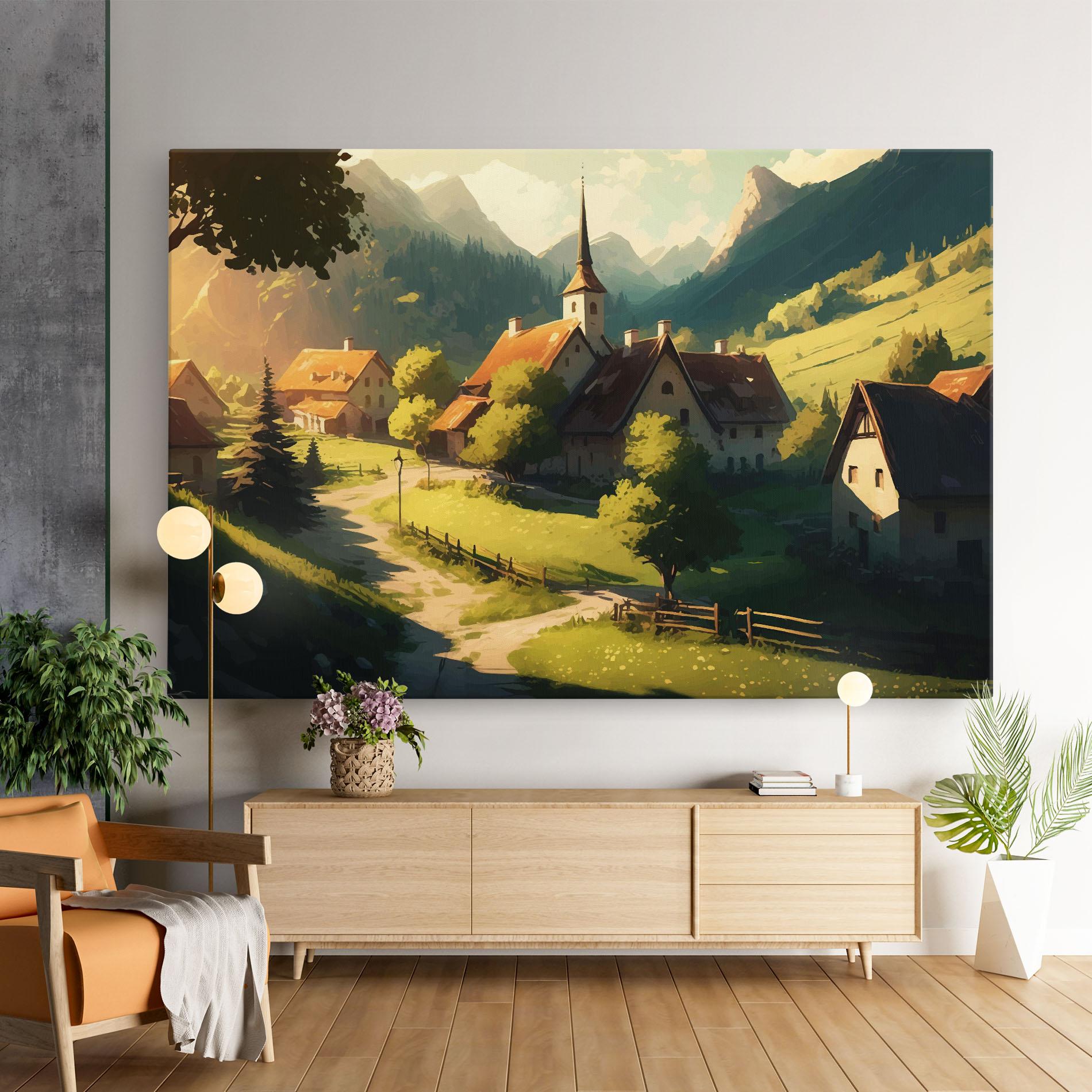 Leinwandbild Village Dreamy View mockup 9