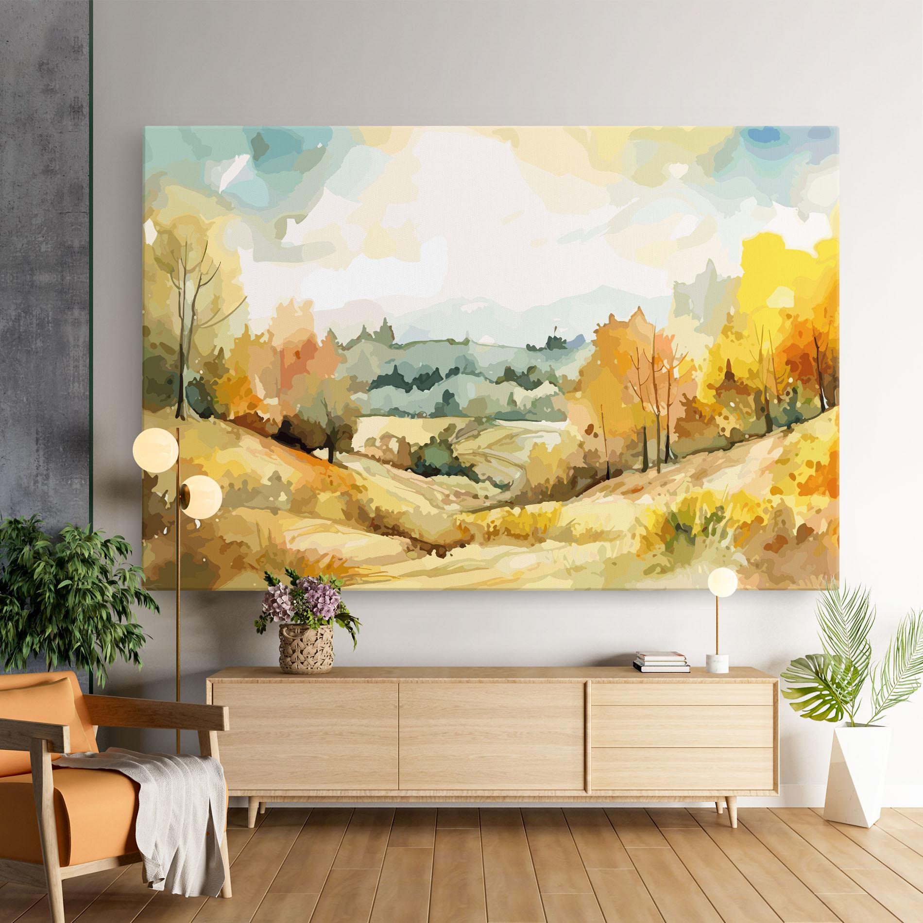 Leinwandbild Yellow Rural Trees mockup 9