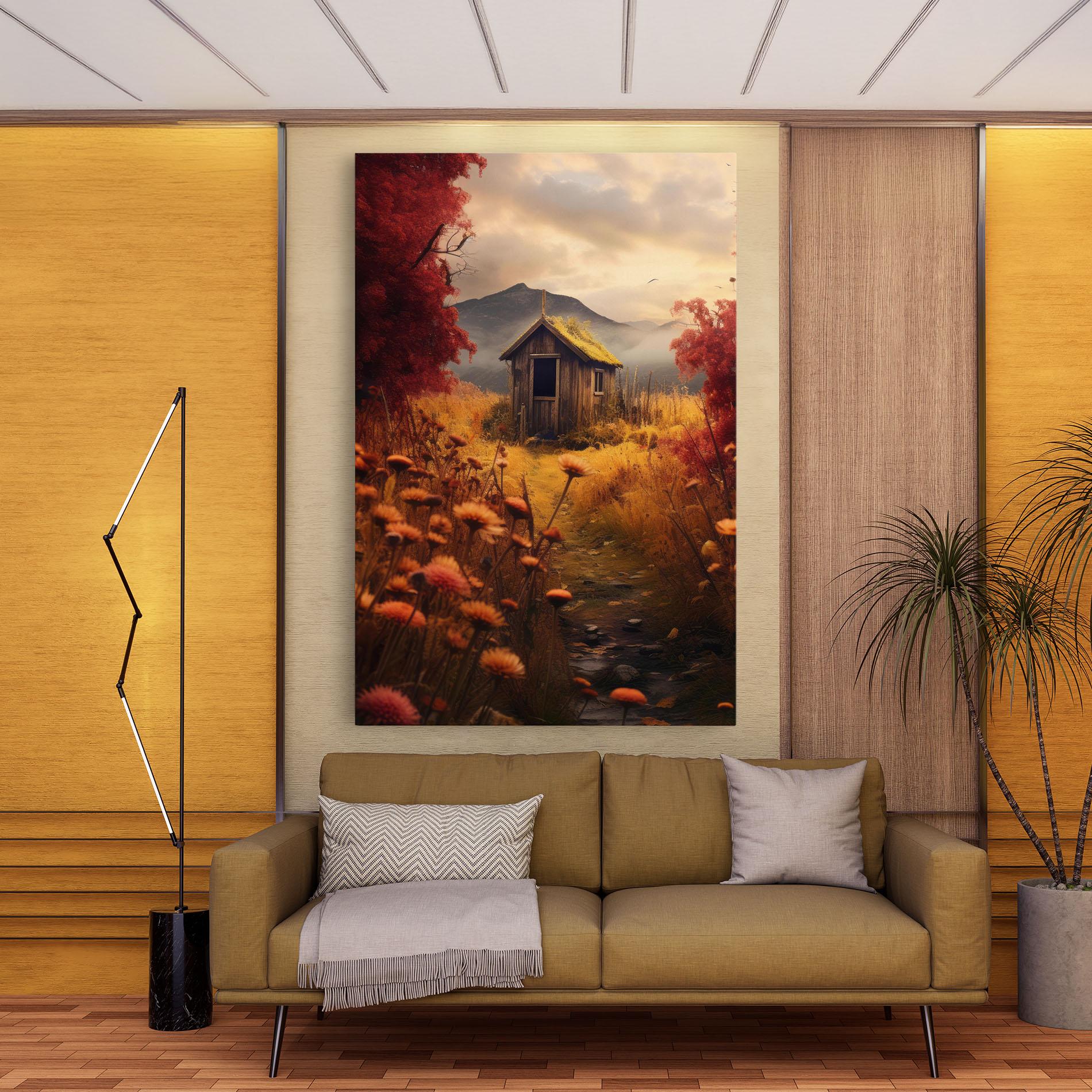 Leinwandbild Small Cabin Field mockup 9