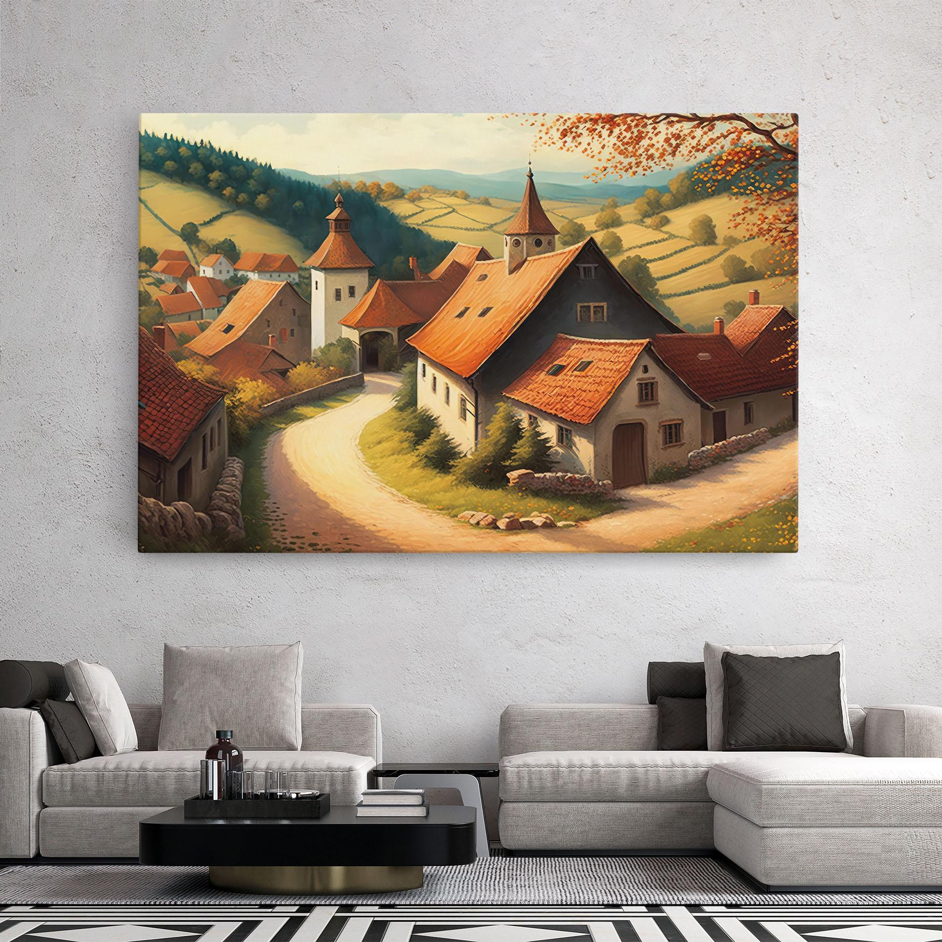 Leinwandbild Countryside Village mockup 2