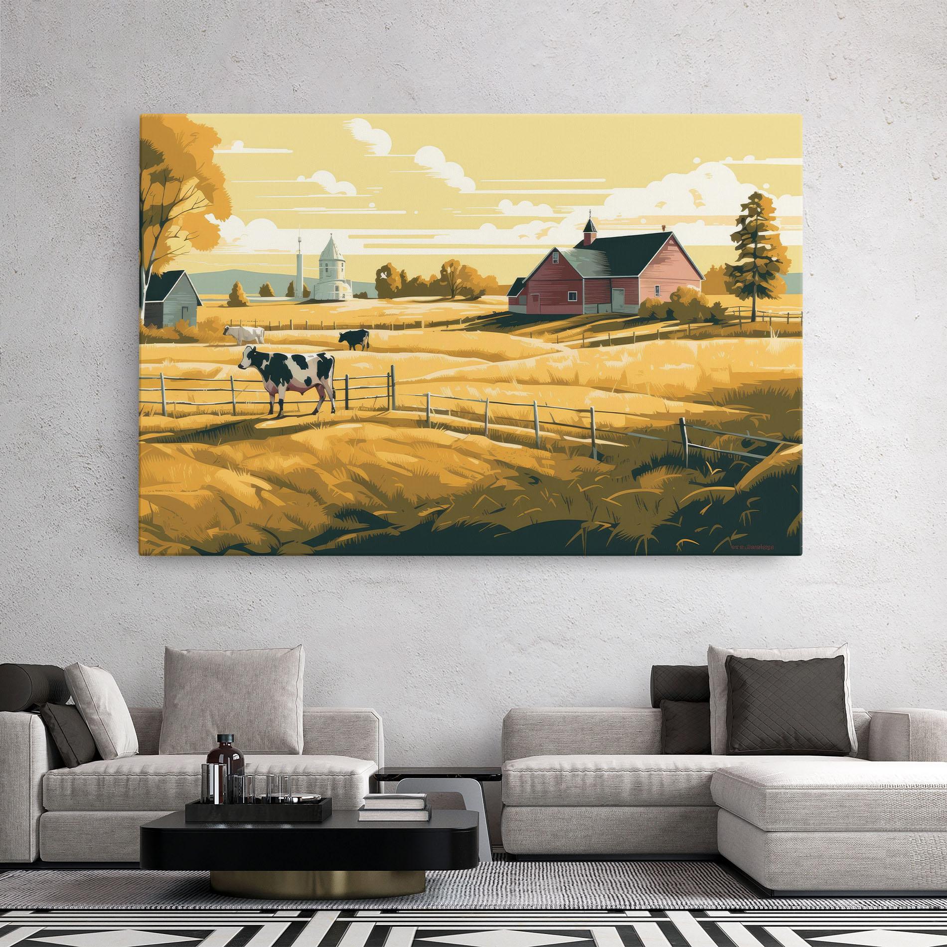 Leinwandbild Cows Sunlight Farm mockup 2