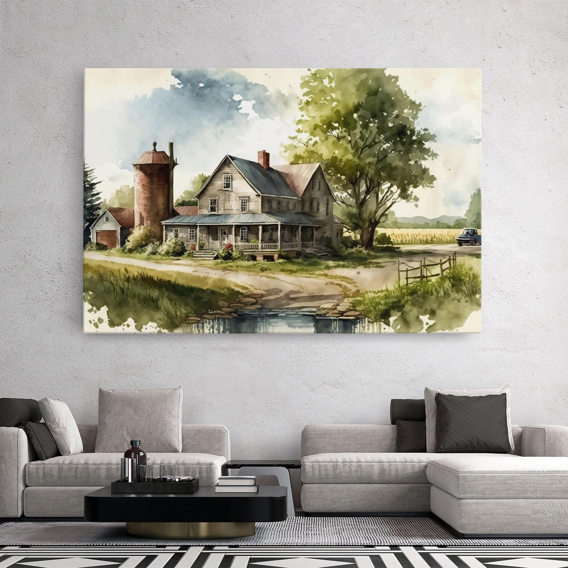 Leinwandbild Farm Blue Car mockup 2