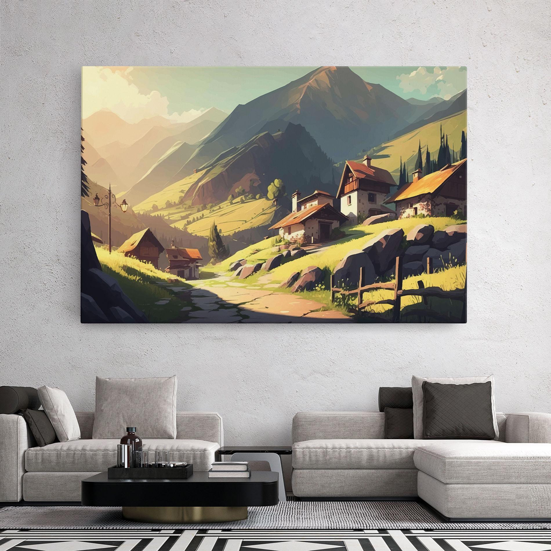 Leinwandbild Grassy Mountain View mockup 2