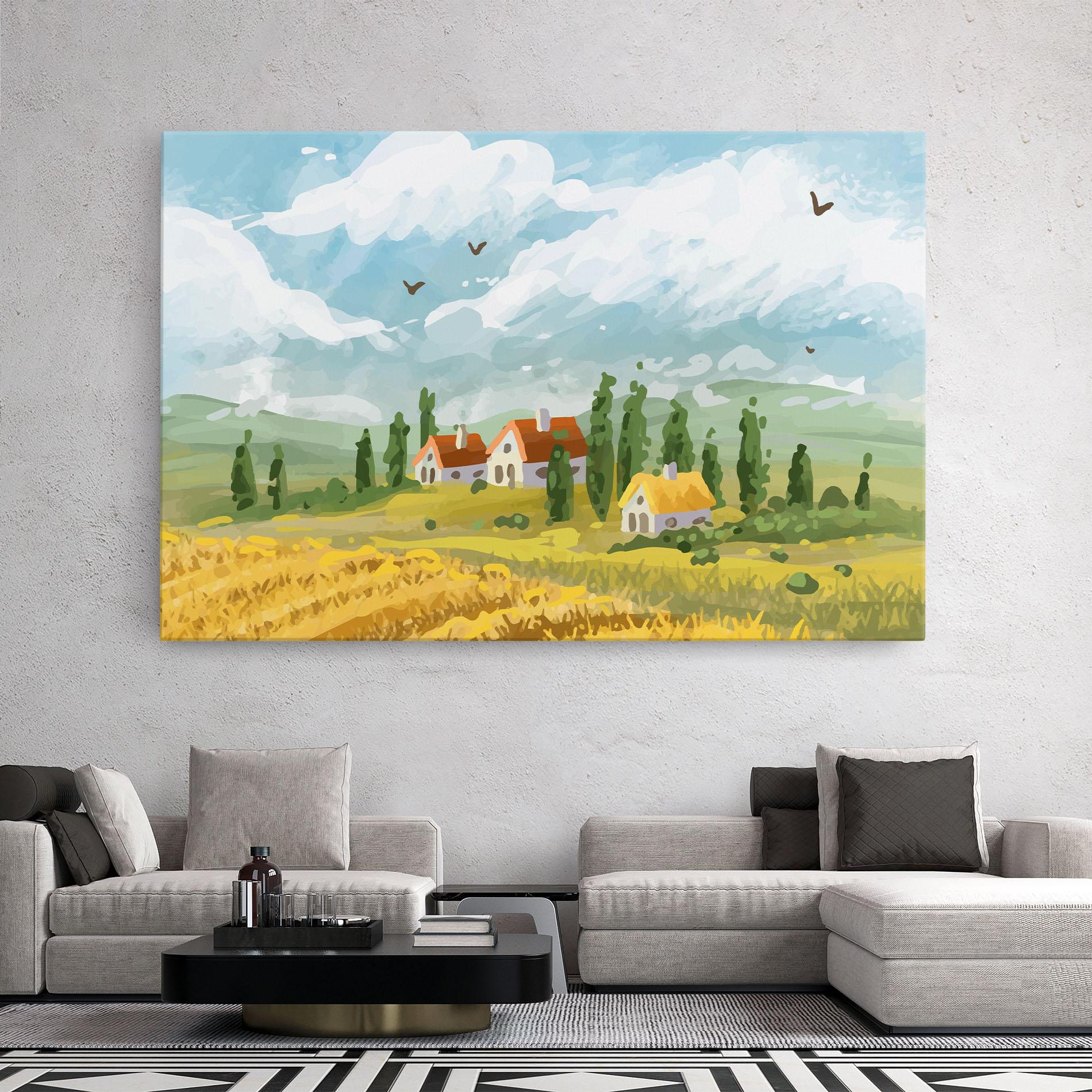 Leinwandbild Orange Yellow House mockup 2