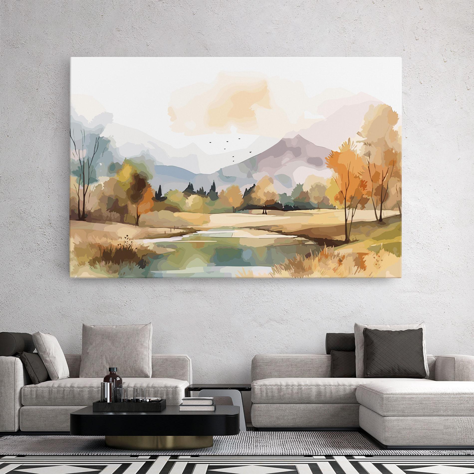 Leinwandbild Rural Lake View mockup 2