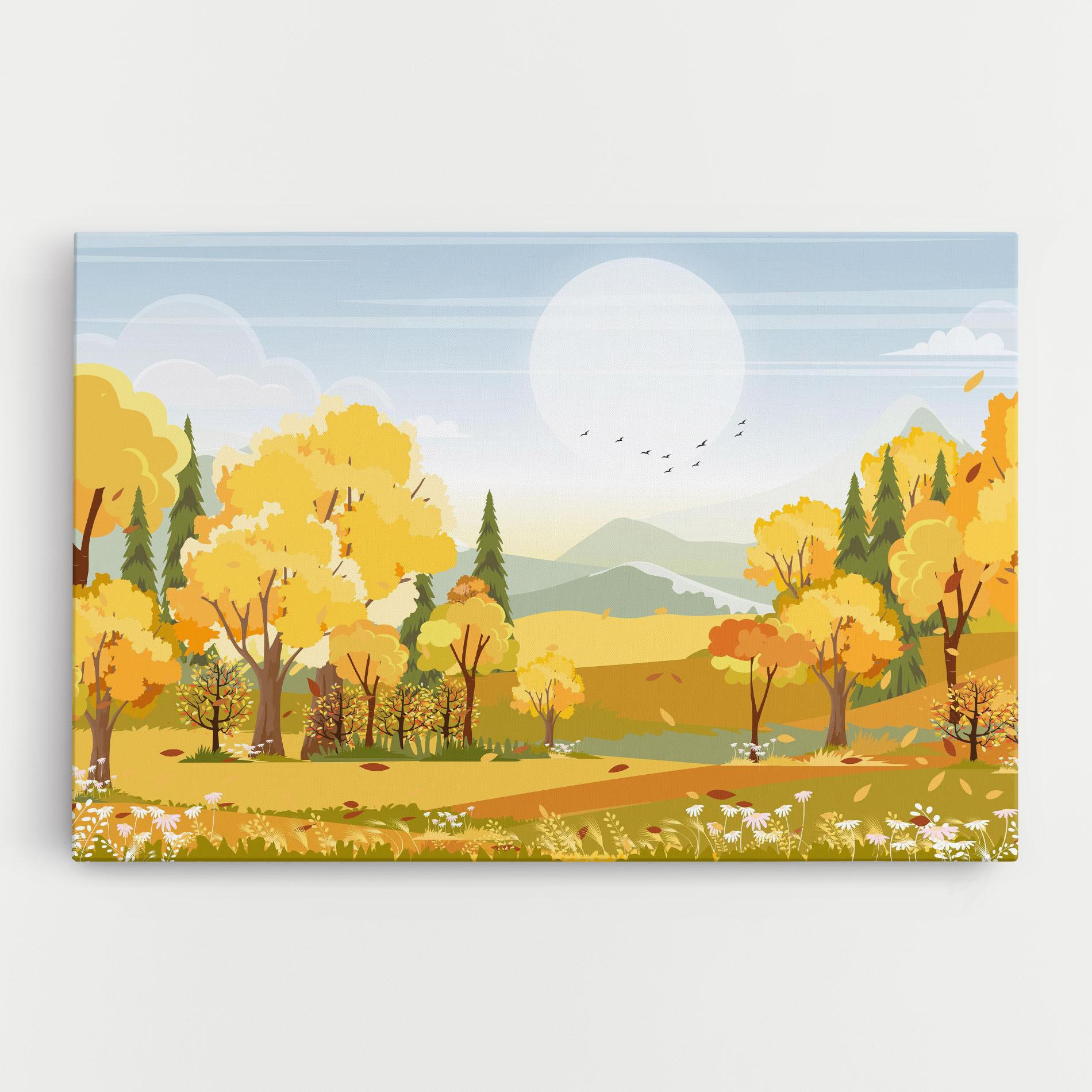Leinwandbild Autumn Yellow View mockup 0