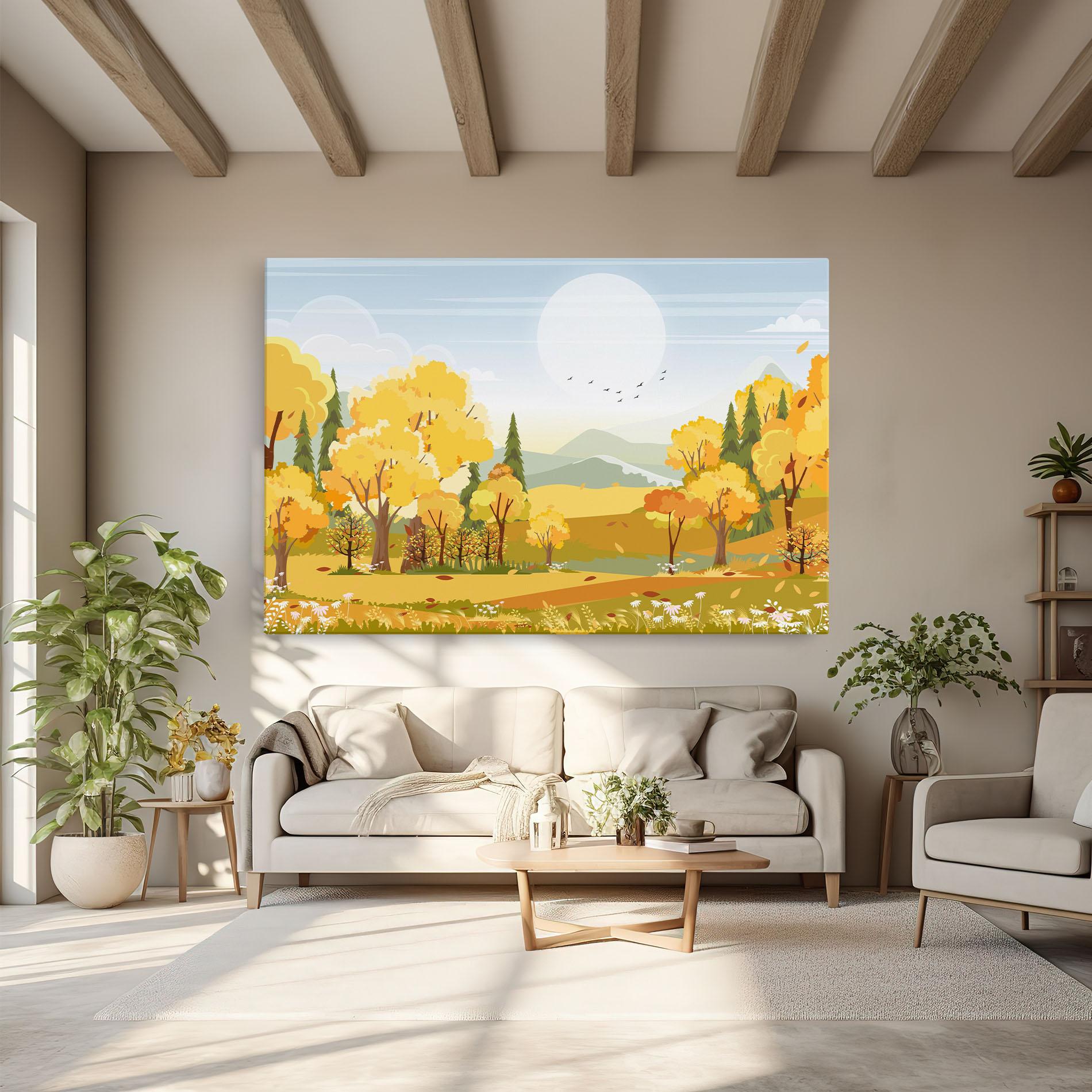 Leinwandbild Autumn Yellow View mockup 6