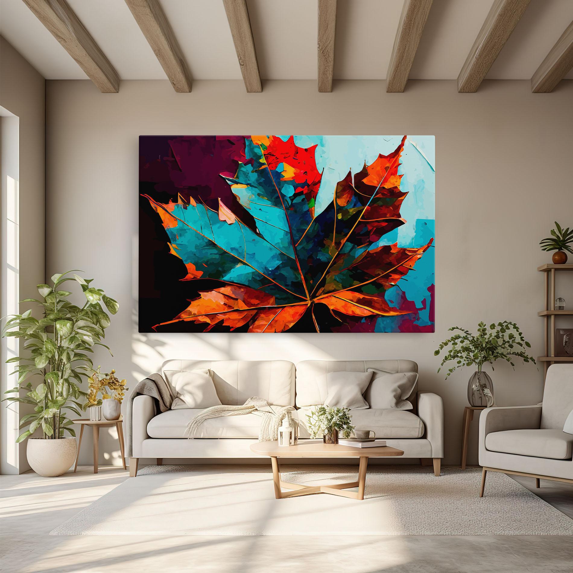 Leinwandbild Blue Orange Leaf mockup 6