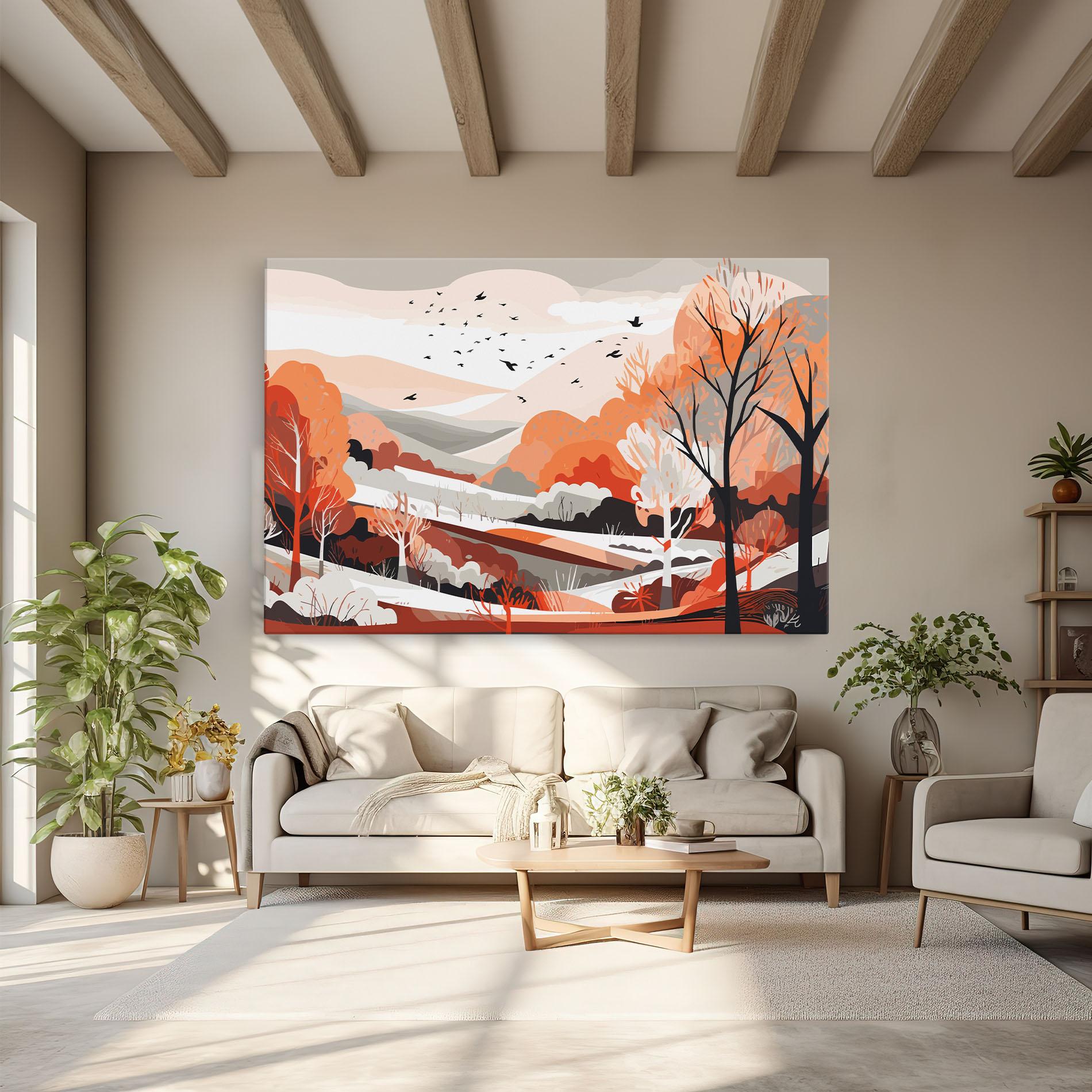 Leinwandbild Grey Orange Autumn mockup 6