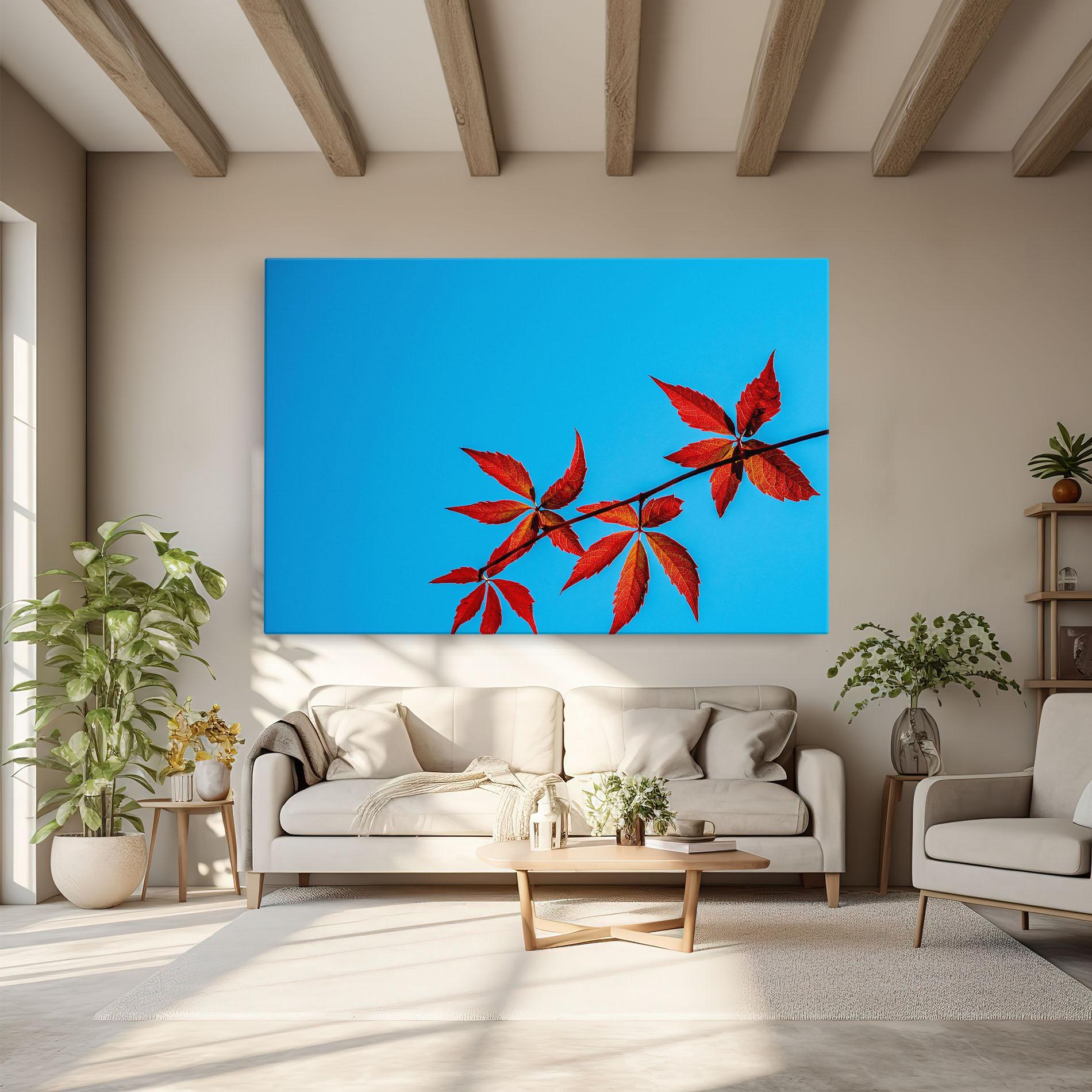 Leinwandbild Red Small Leaves mockup 6