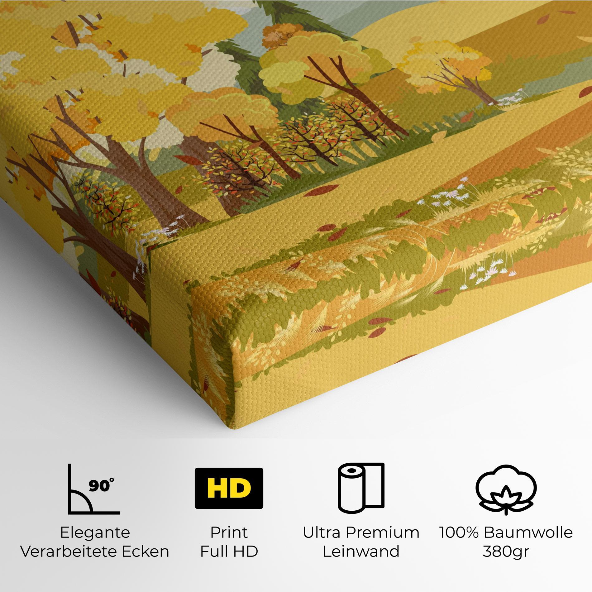 Leinwandbild Autumn Yellow View mockup 4