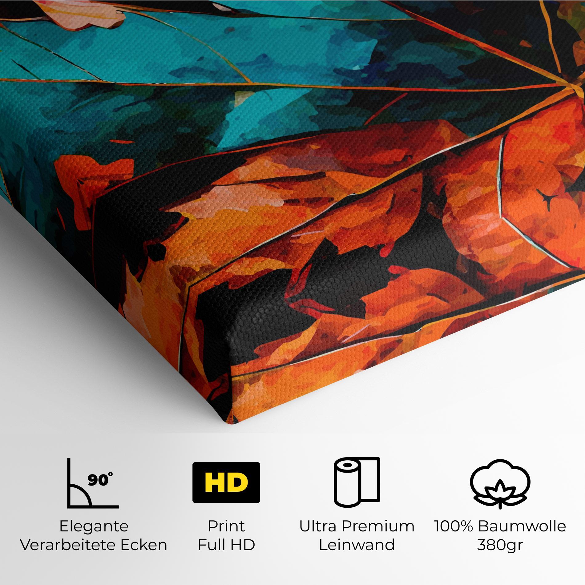 Leinwandbild Blue Orange Leaf mockup 4