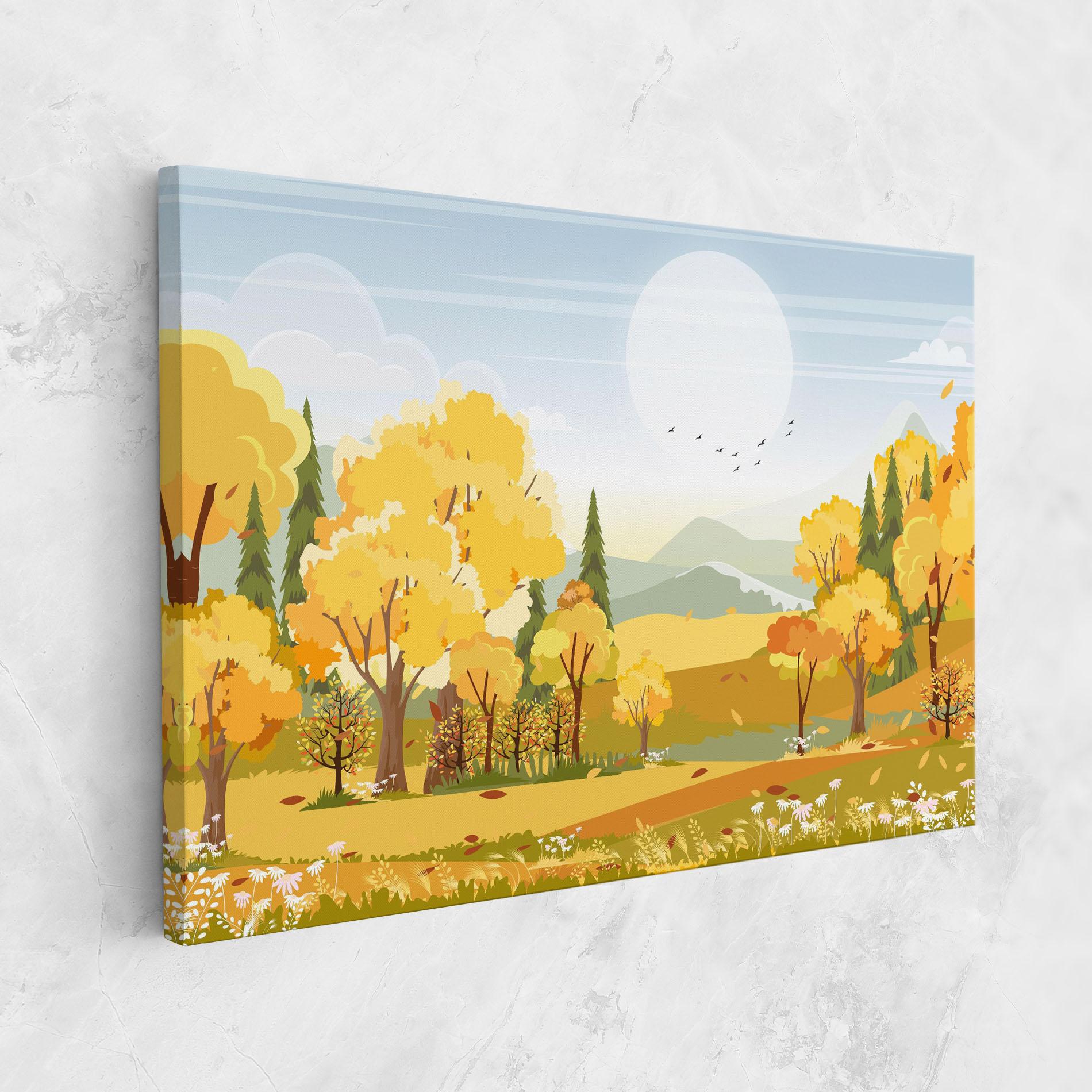 Leinwandbild Autumn Yellow View mockup 1