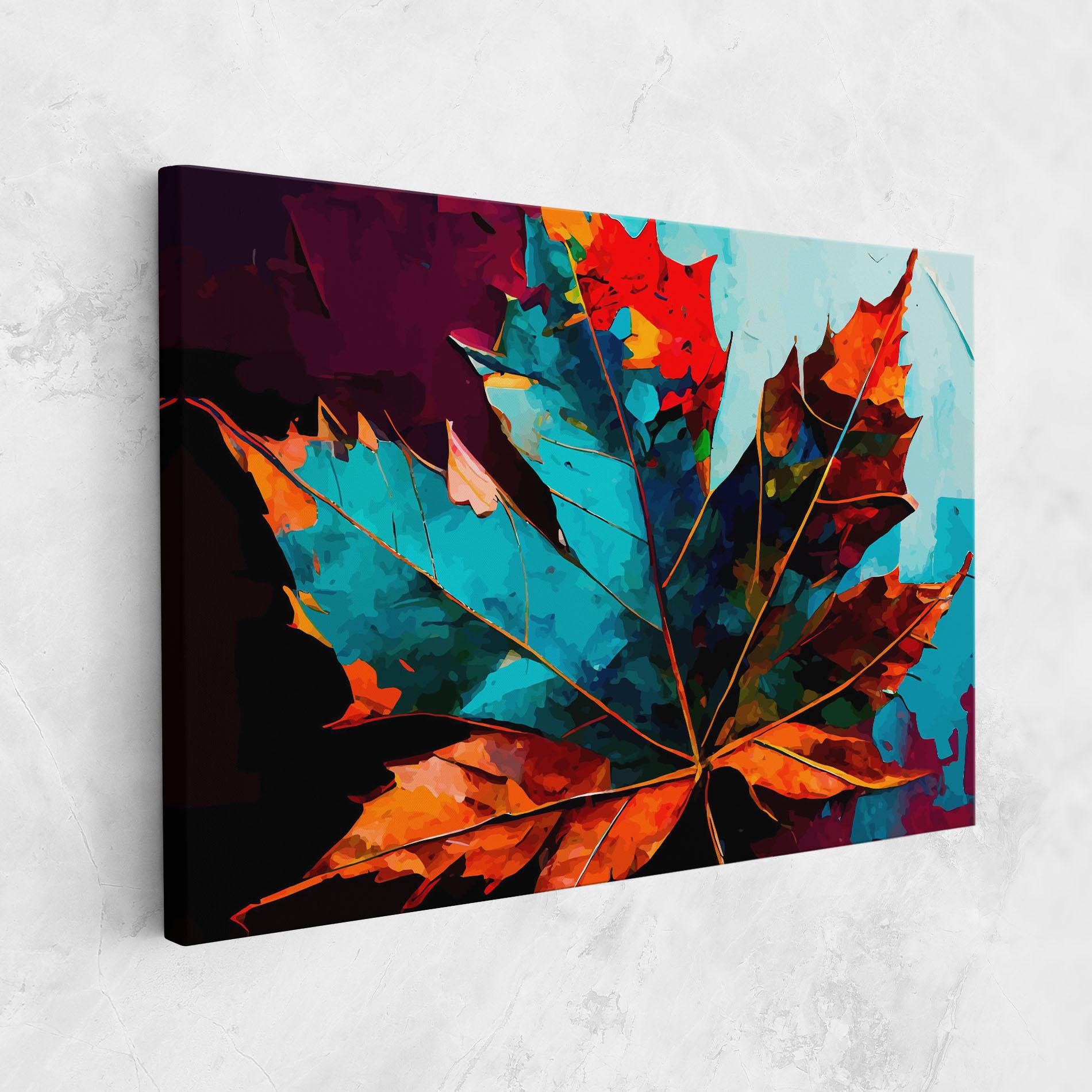 Leinwandbild Blue Orange Leaf mockup 1