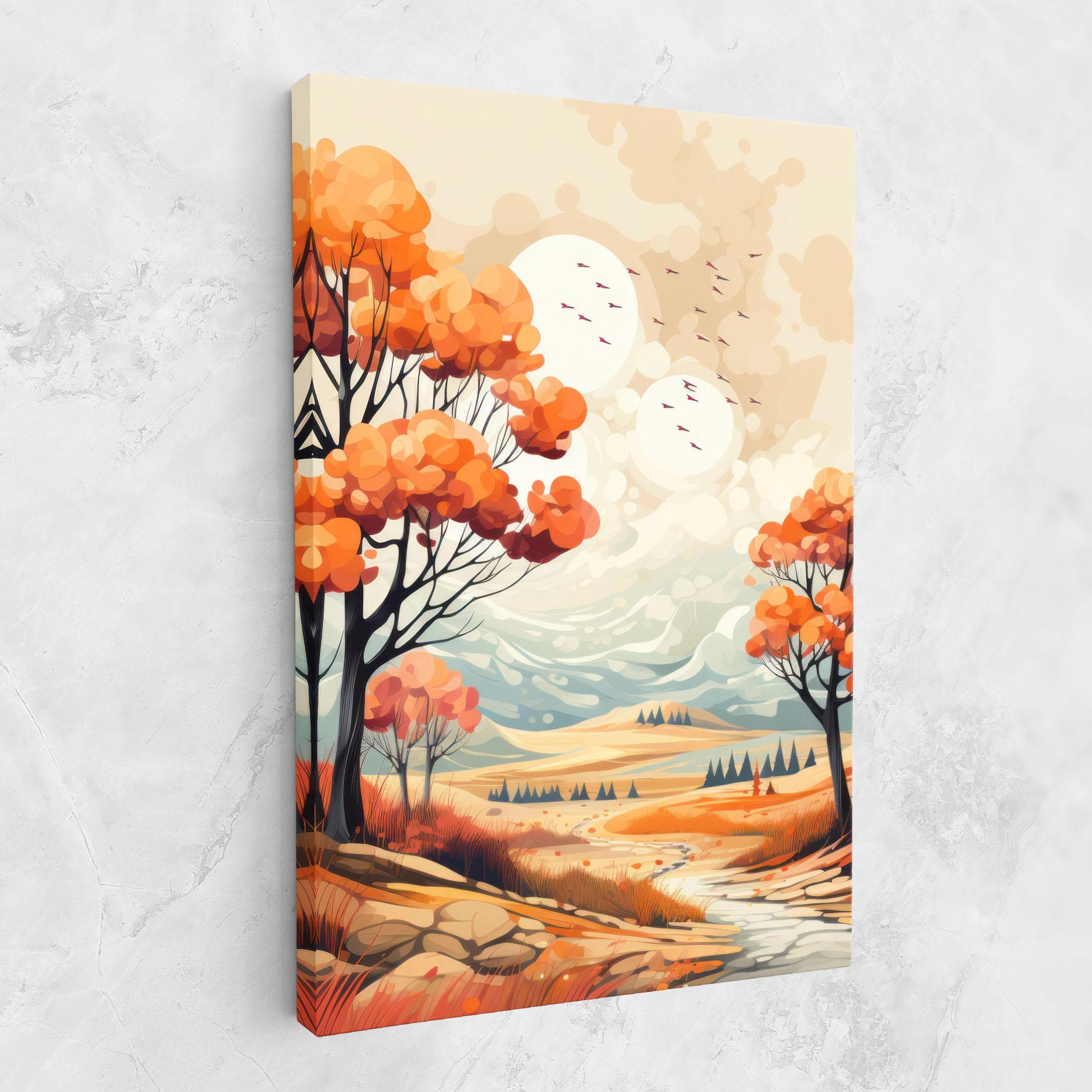 Leinwandbild Autumn Tree Painting mockup 1