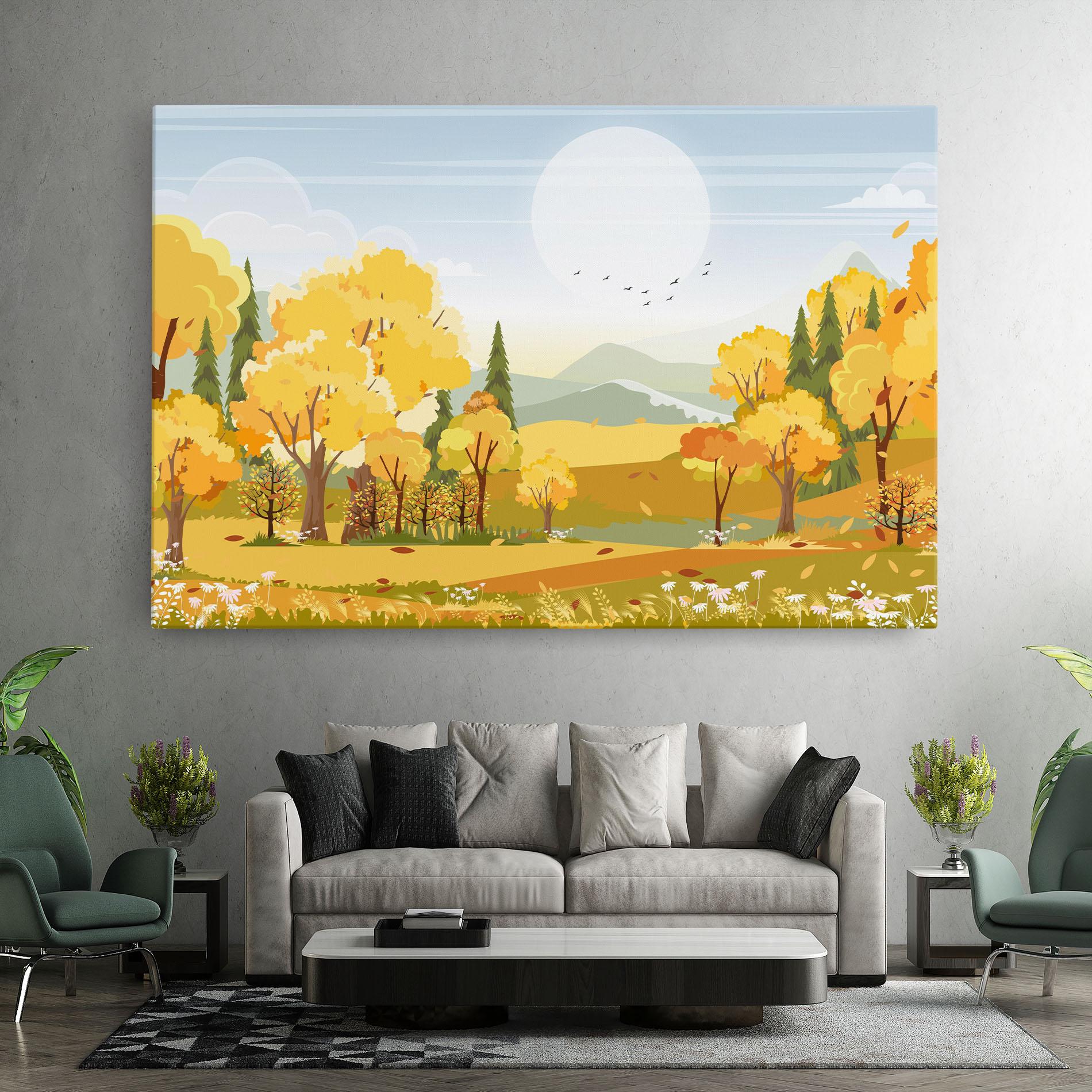 Leinwandbild Autumn Yellow View mockup 7