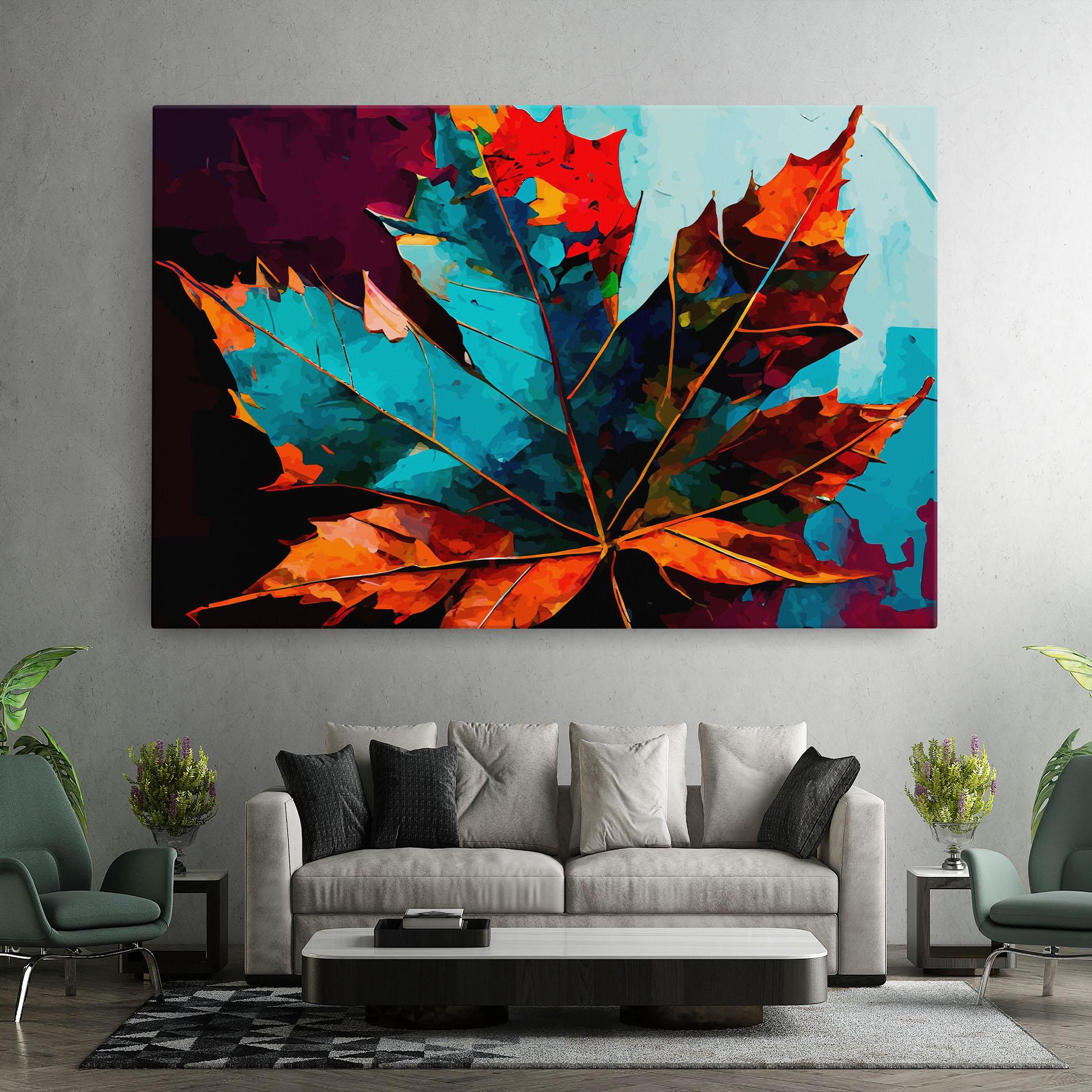 Leinwandbild Blue Orange Leaf mockup 7