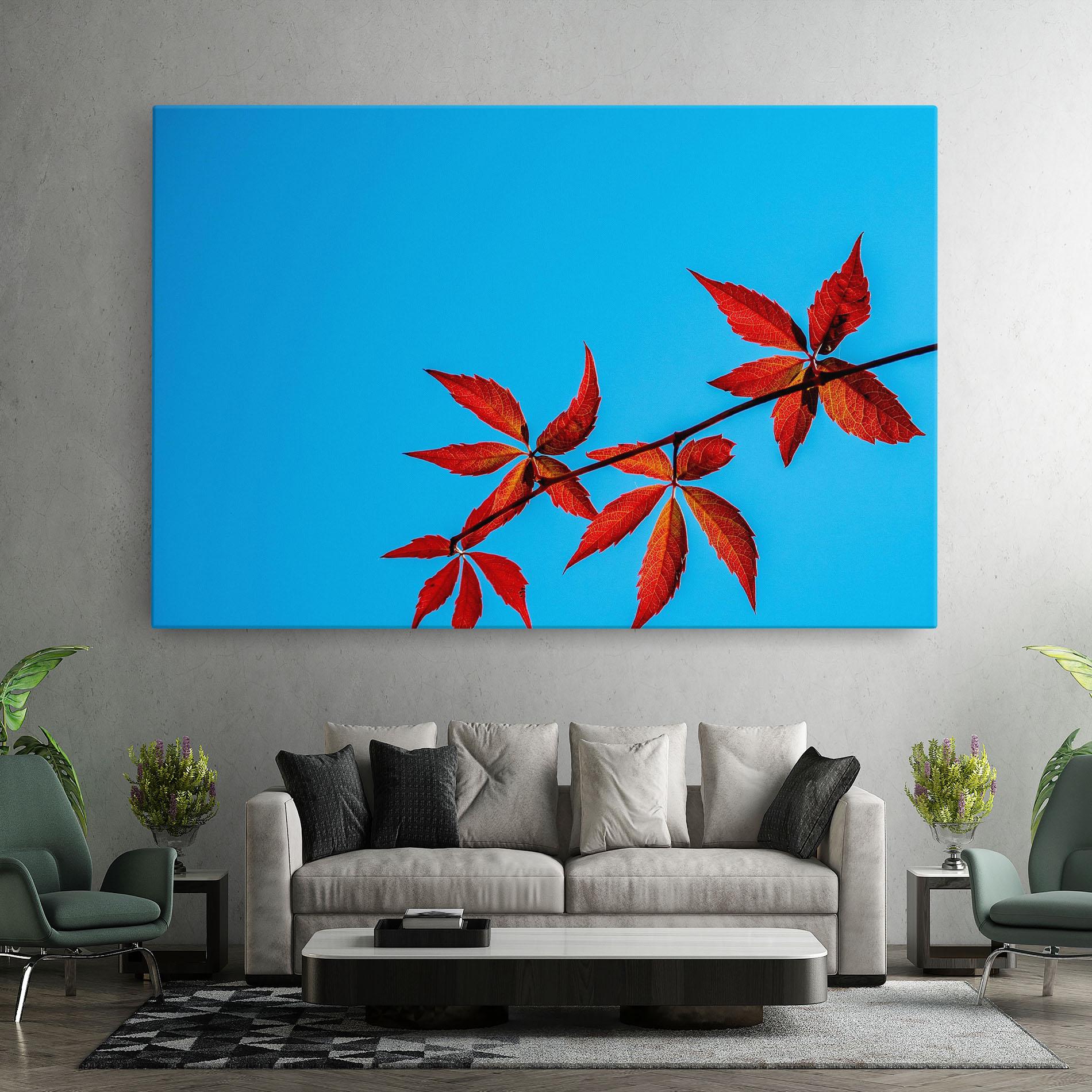 Leinwandbild Red Small Leaves mockup 7