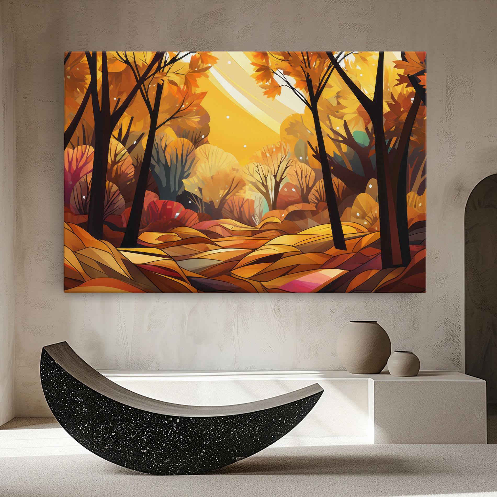 Leinwandbild Autumn Forest Art mockup 8