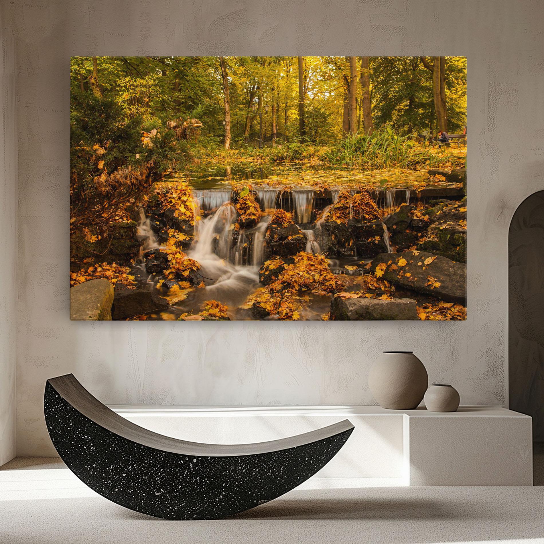 Leinwandbild Autumn Waterfall mockup 8