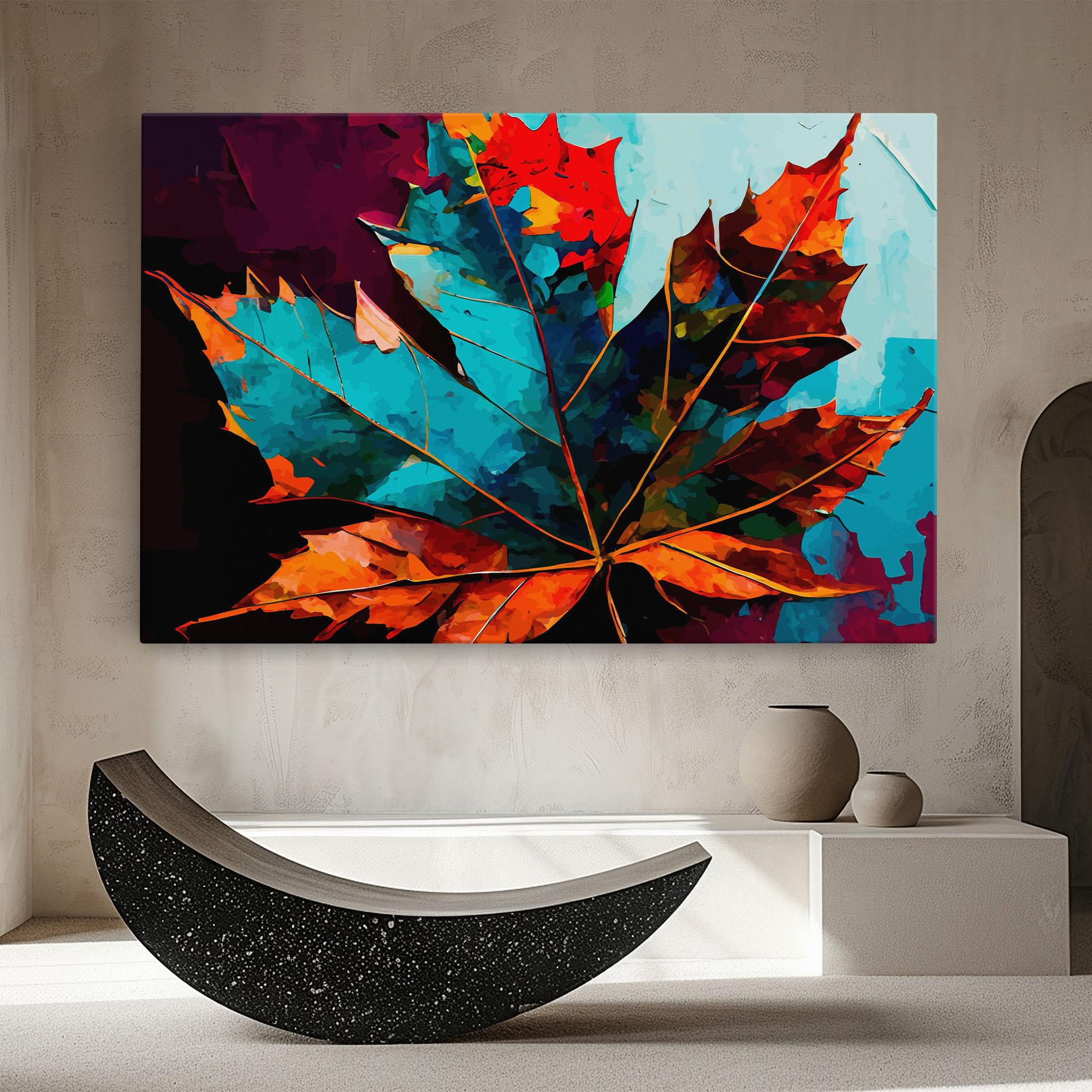 Leinwandbild Blue Orange Leaf mockup 8