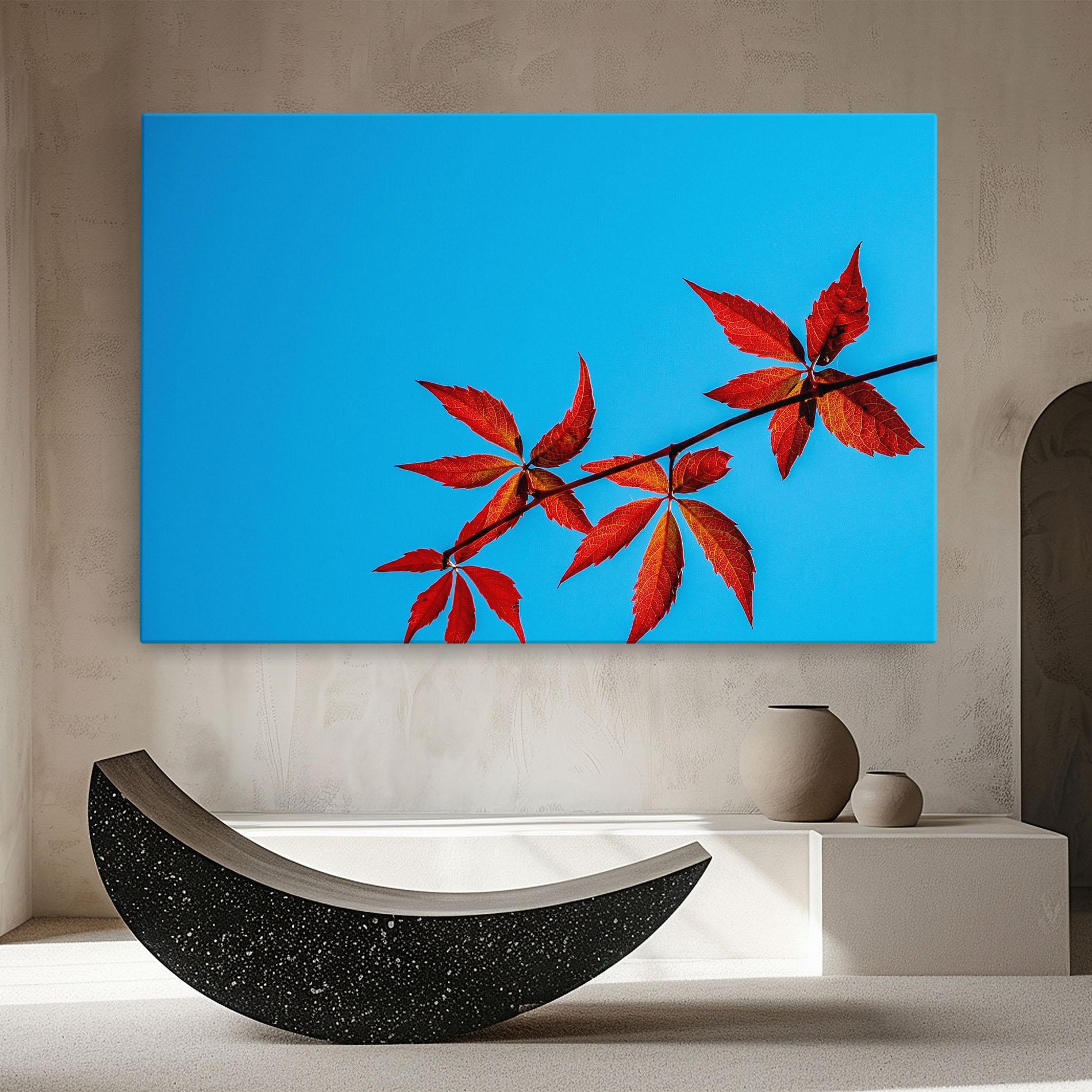 Leinwandbild Red Small Leaves mockup 8