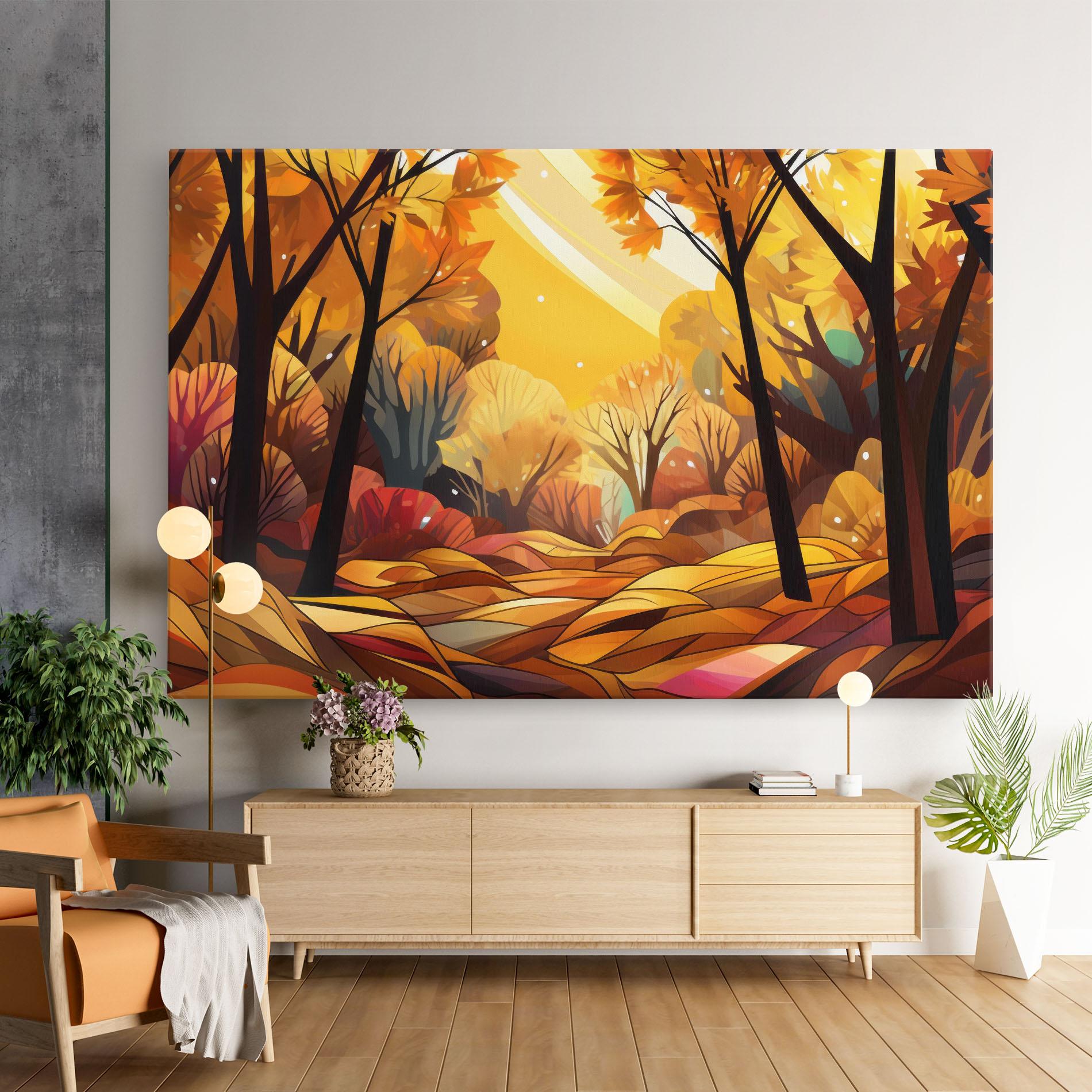 Leinwandbild Autumn Forest Art mockup 9