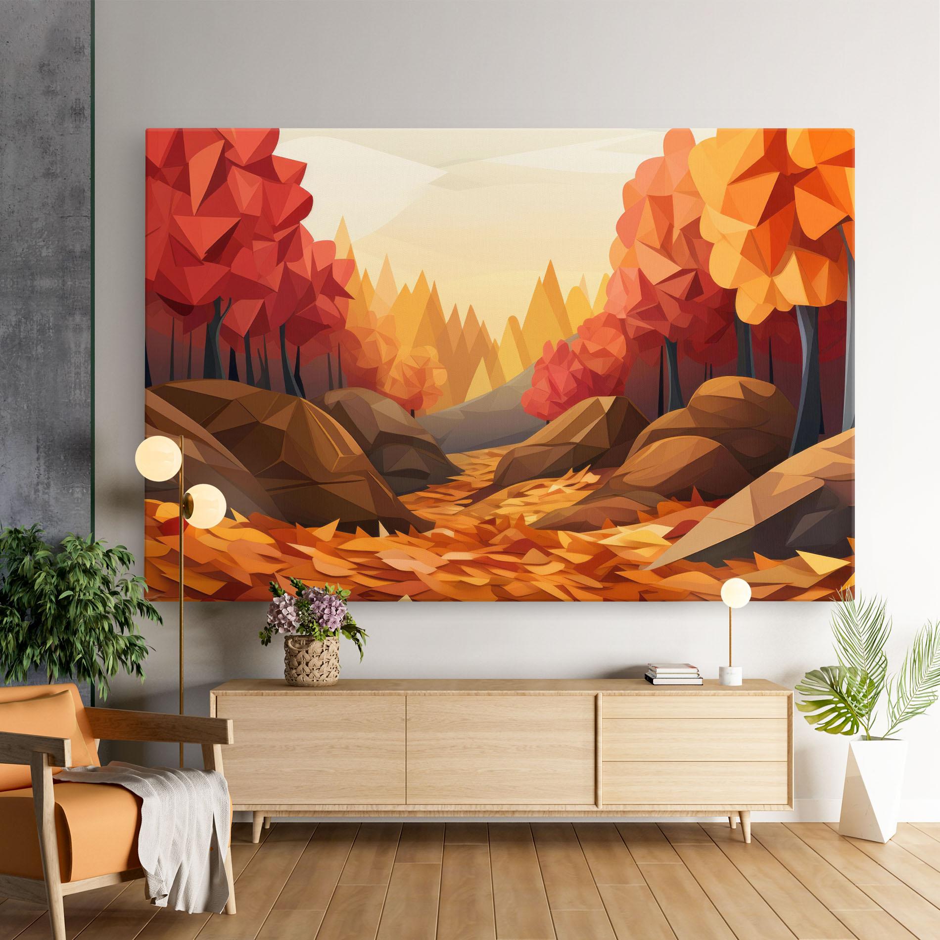 Leinwandbild Autumn Orange Forest mockup 9