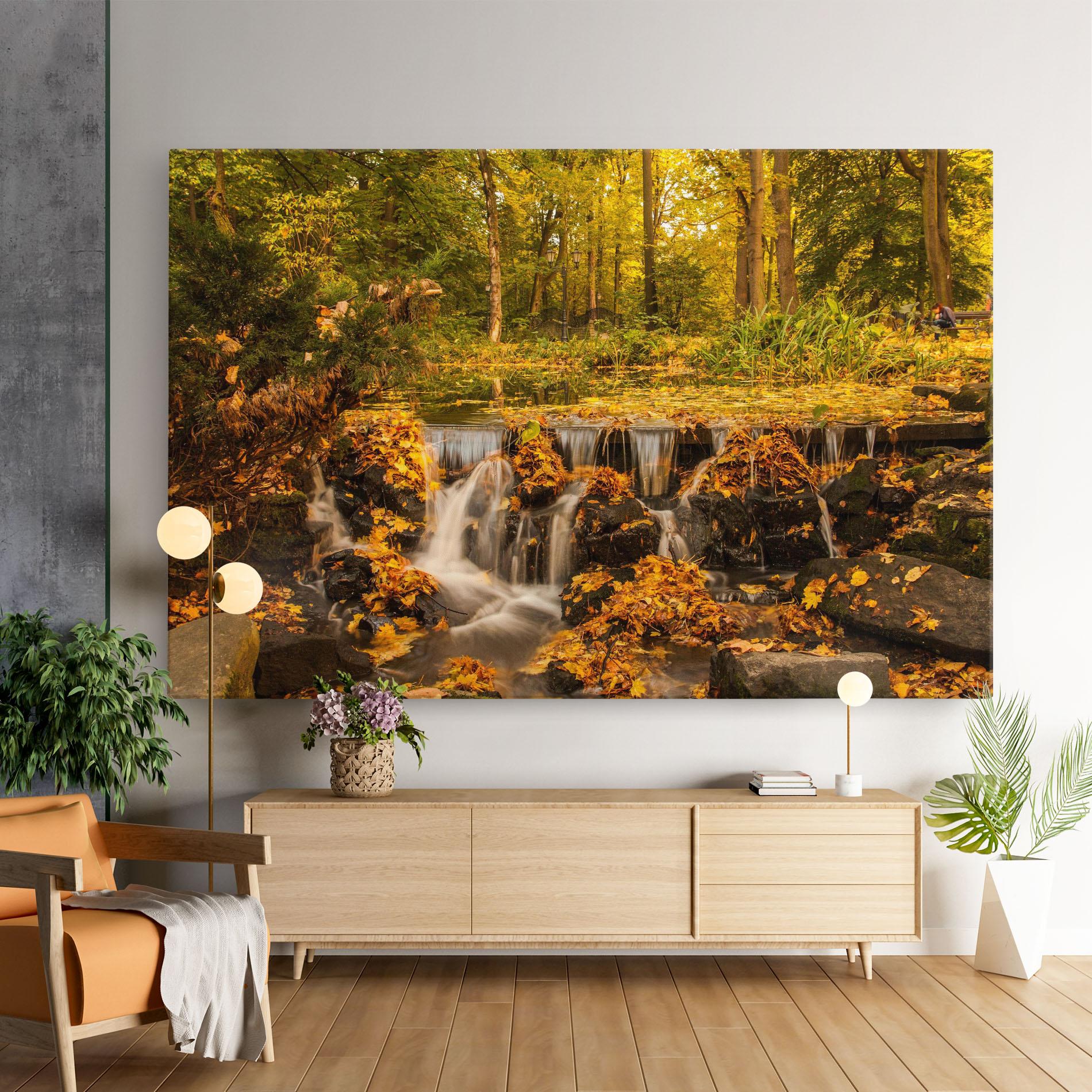 Leinwandbild Autumn Waterfall mockup 9