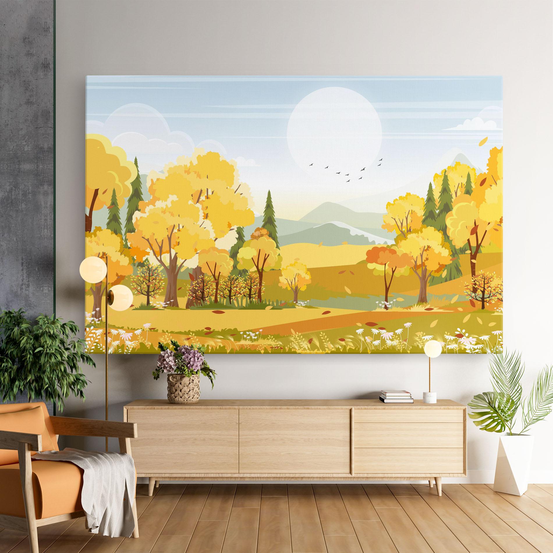 Leinwandbild Autumn Yellow View mockup 9
