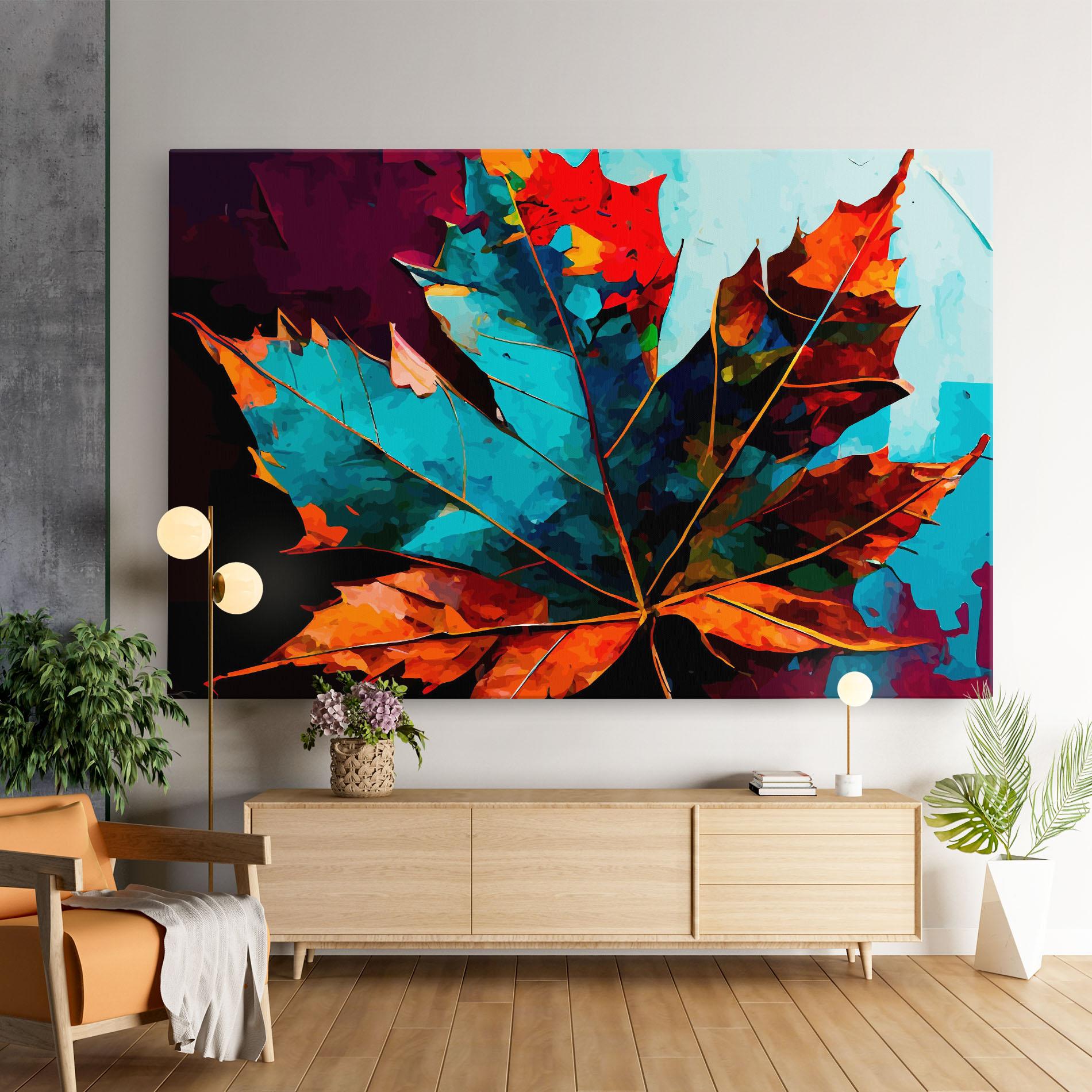 Leinwandbild Blue Orange Leaf mockup 9